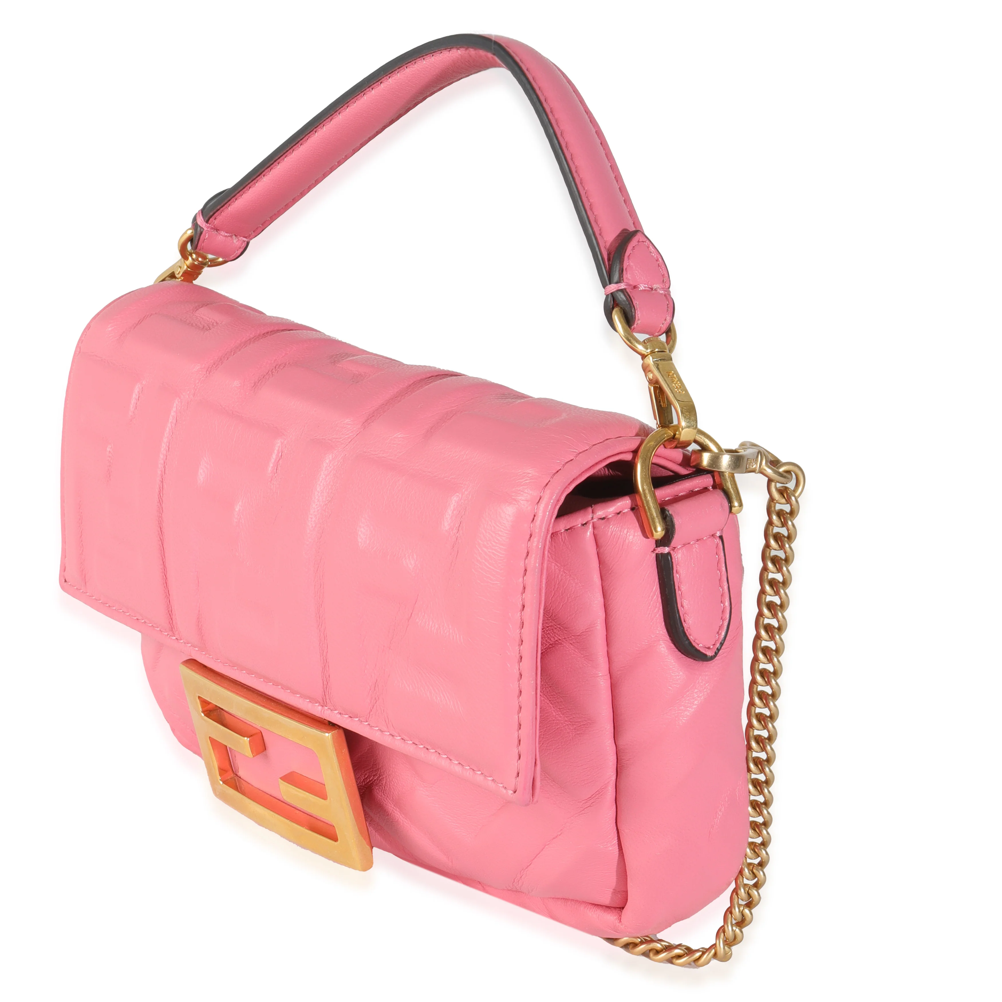 Pink Dalia FF 1974 Nappa Embossed Mini Baguette Bag - Image 2