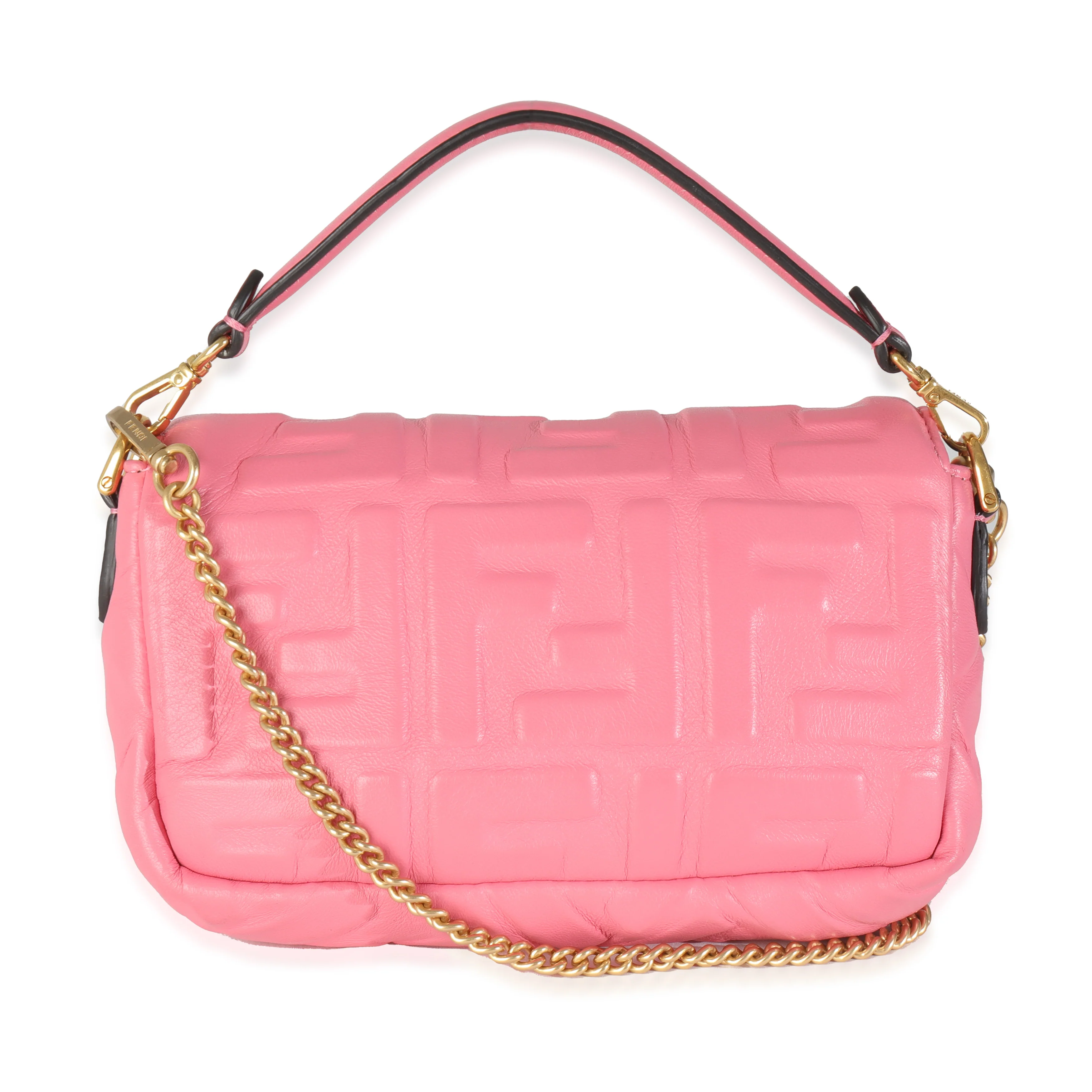 Pink Dalia FF 1974 Nappa Embossed Mini Baguette Bag - Image 4