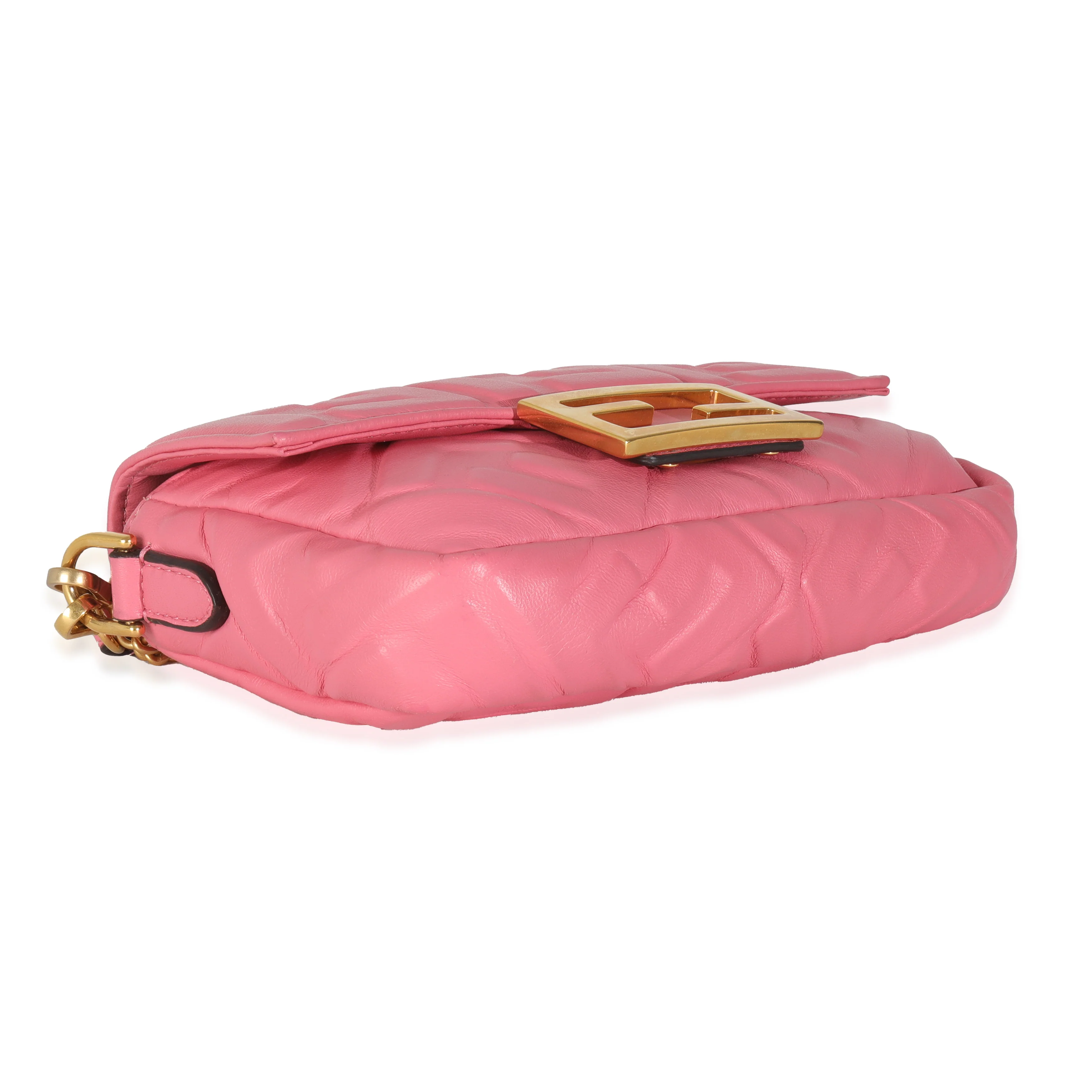 Pink Dalia FF 1974 Nappa Embossed Mini Baguette Bag - Image 6