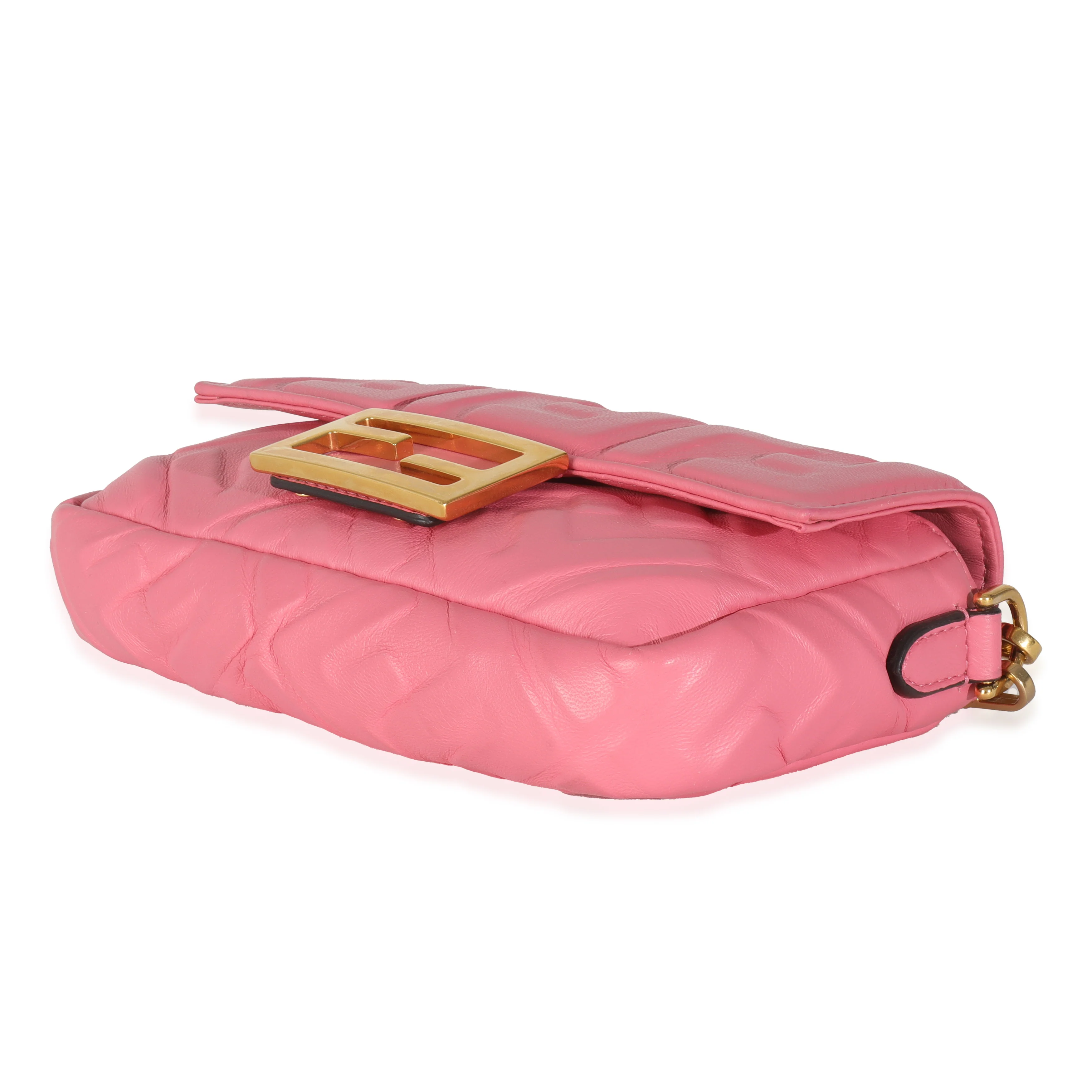 Pink Dalia FF 1974 Nappa Embossed Mini Baguette Bag - Image 7