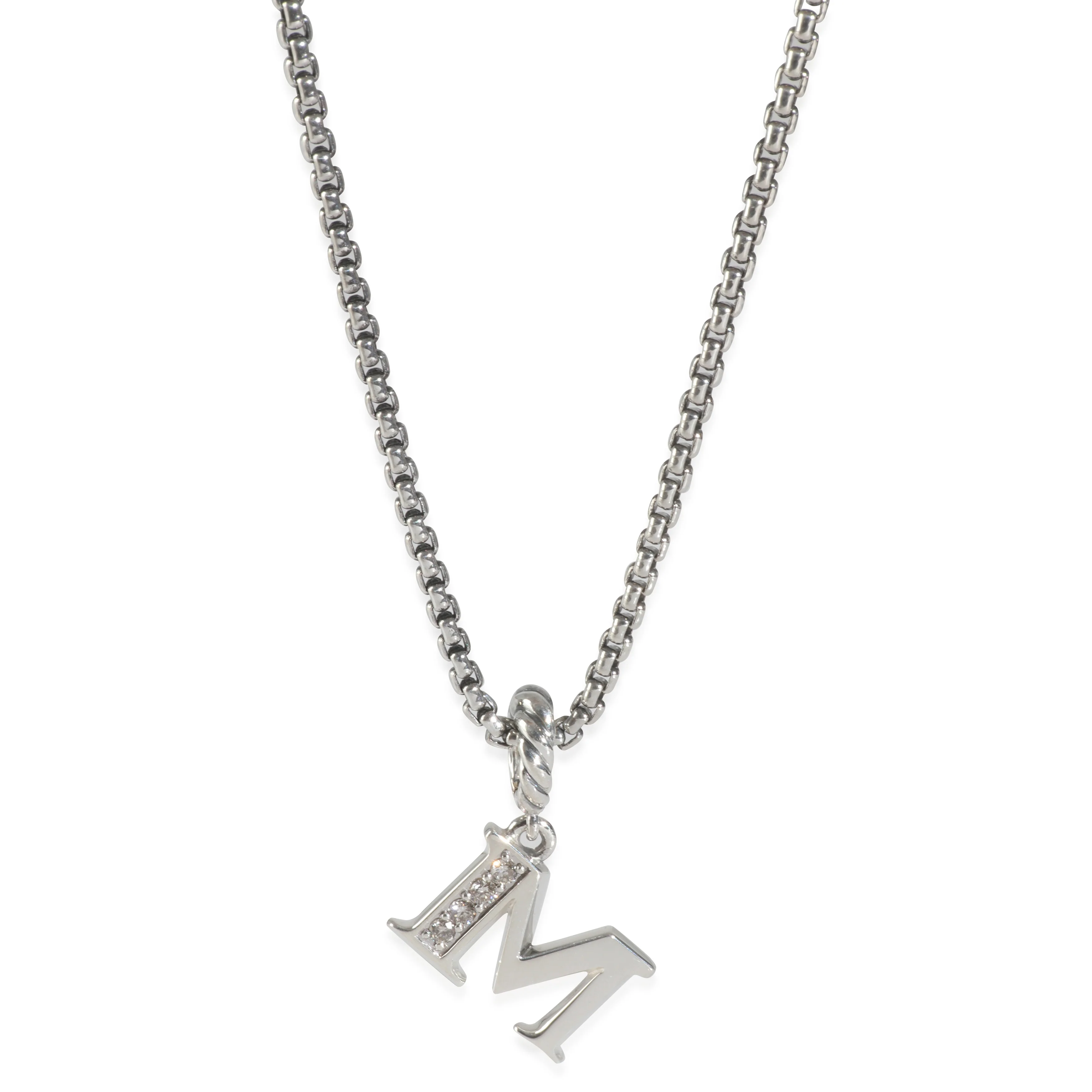 Sterling Silver Diamond Pave Initial M Pendant