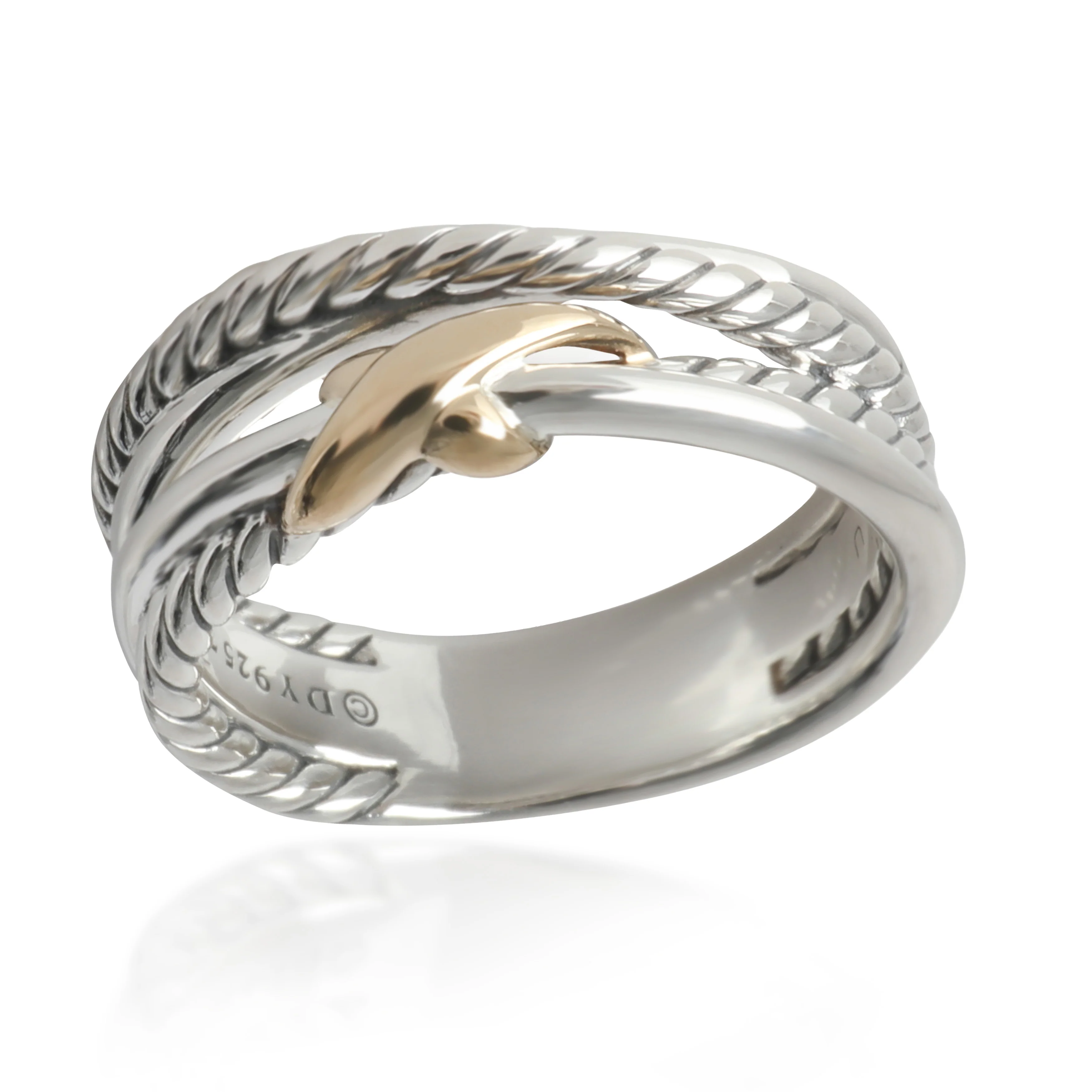 Yellow Gold & Sterling Silver  Crossover X Ring - Image 3