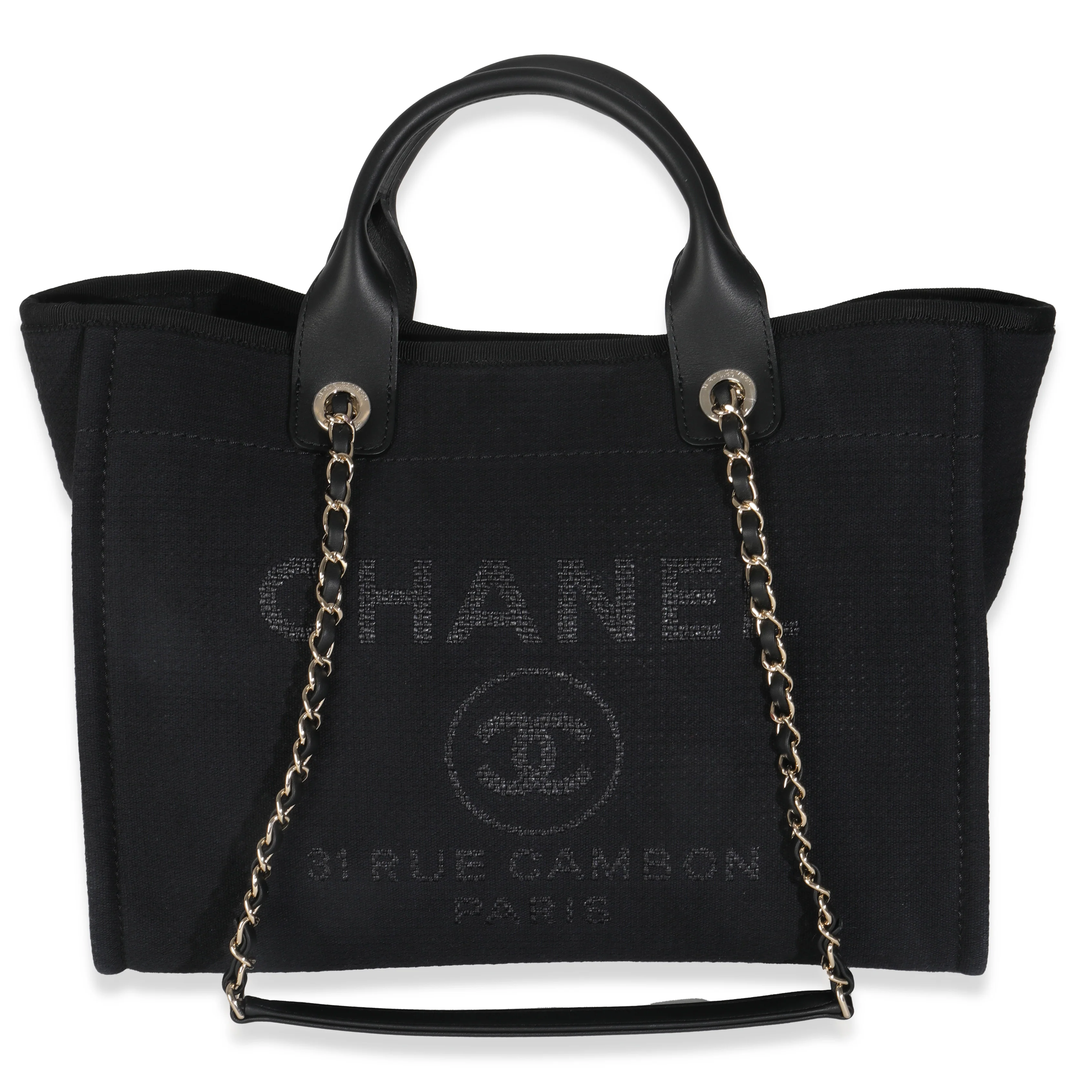 24B Black Mixed Fibers Large Deauville Tote