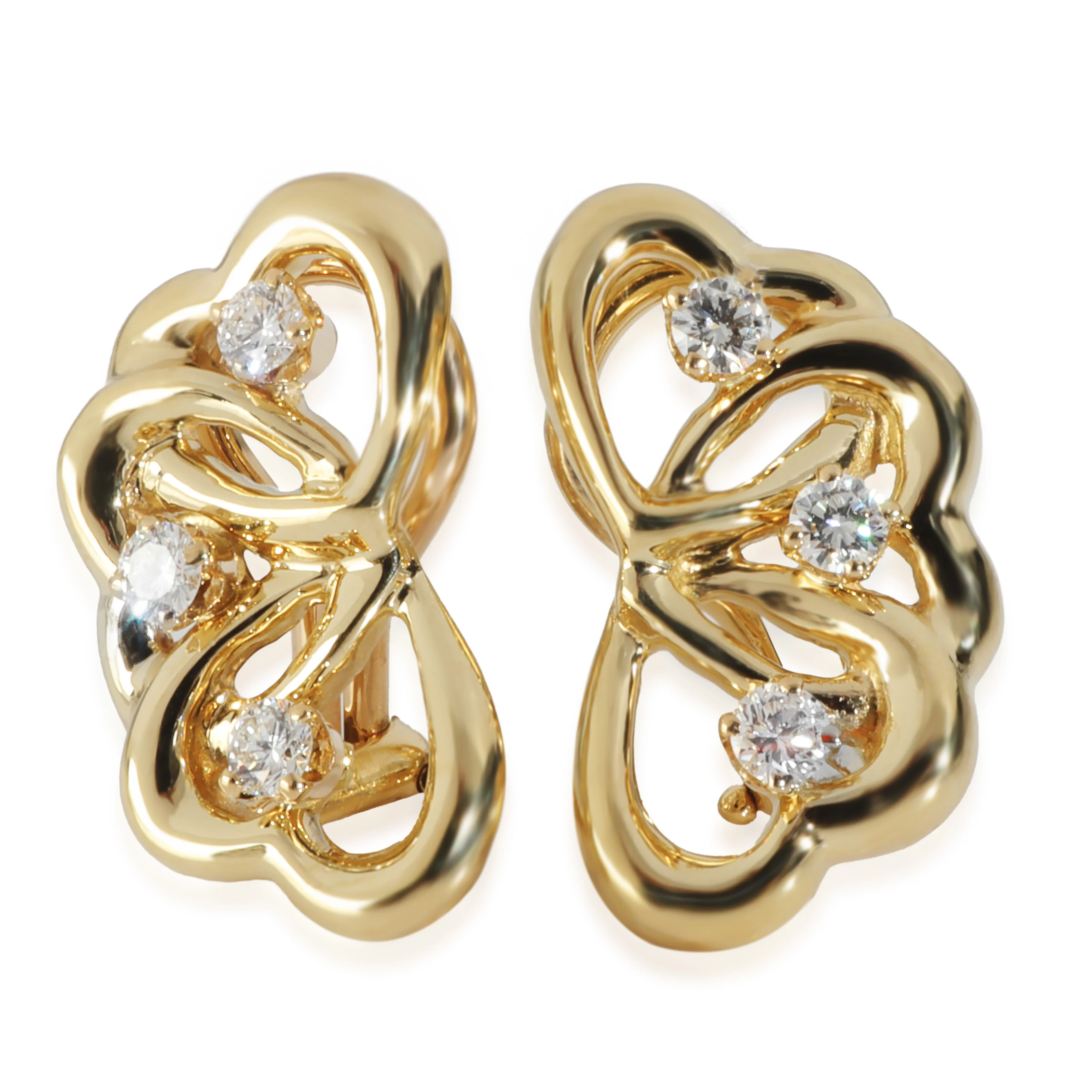 Yellow Gold Vintage Triple Heart Earrings