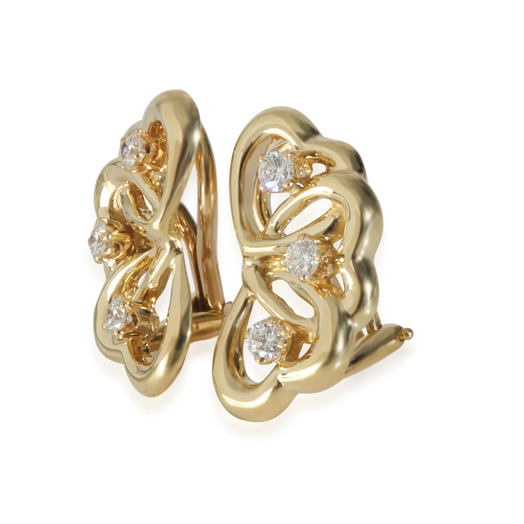 Yellow Gold Vintage Triple Heart Earrings - Image 2