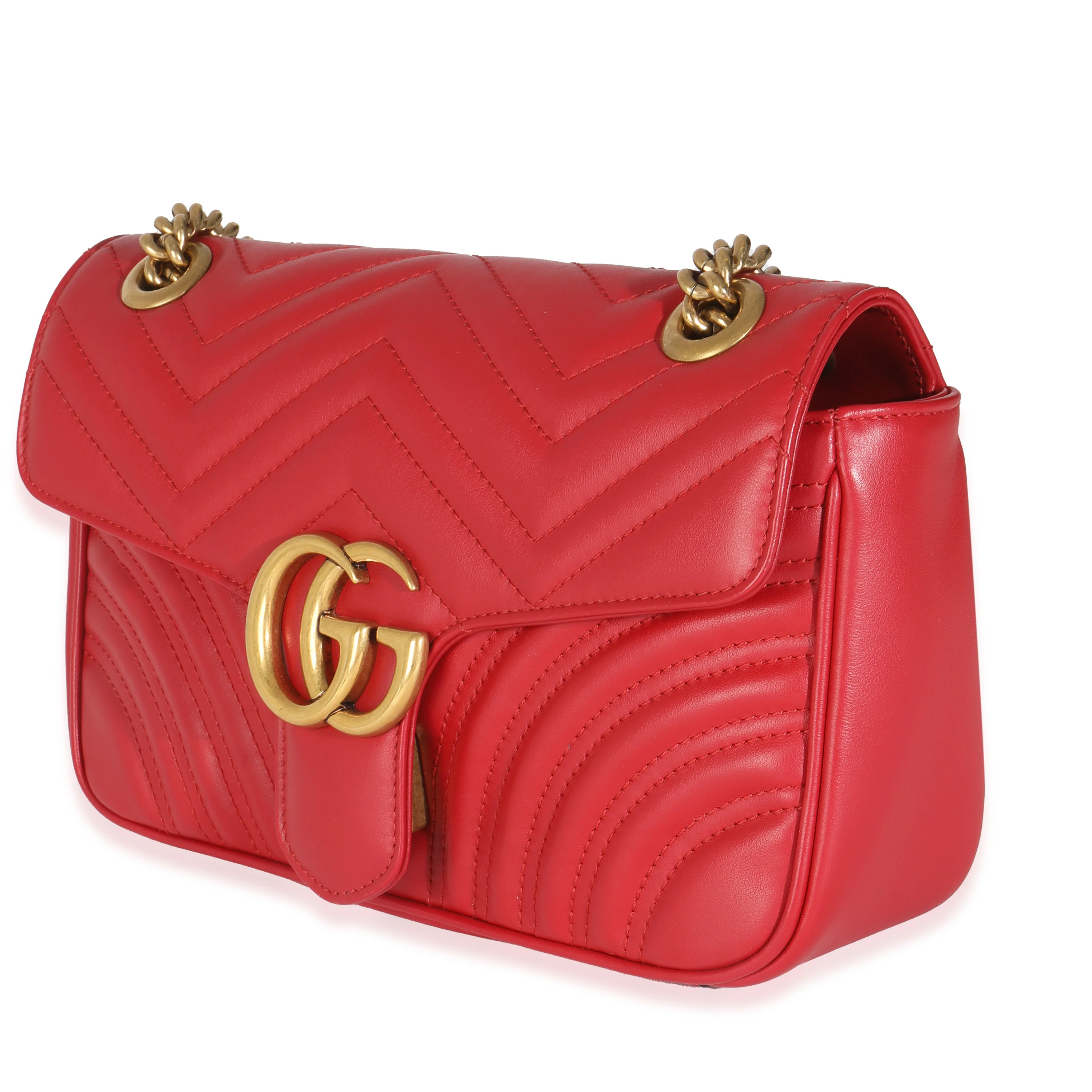 Red Matelasse Calfskin Small GG Marmont Flap Bag - Image 2