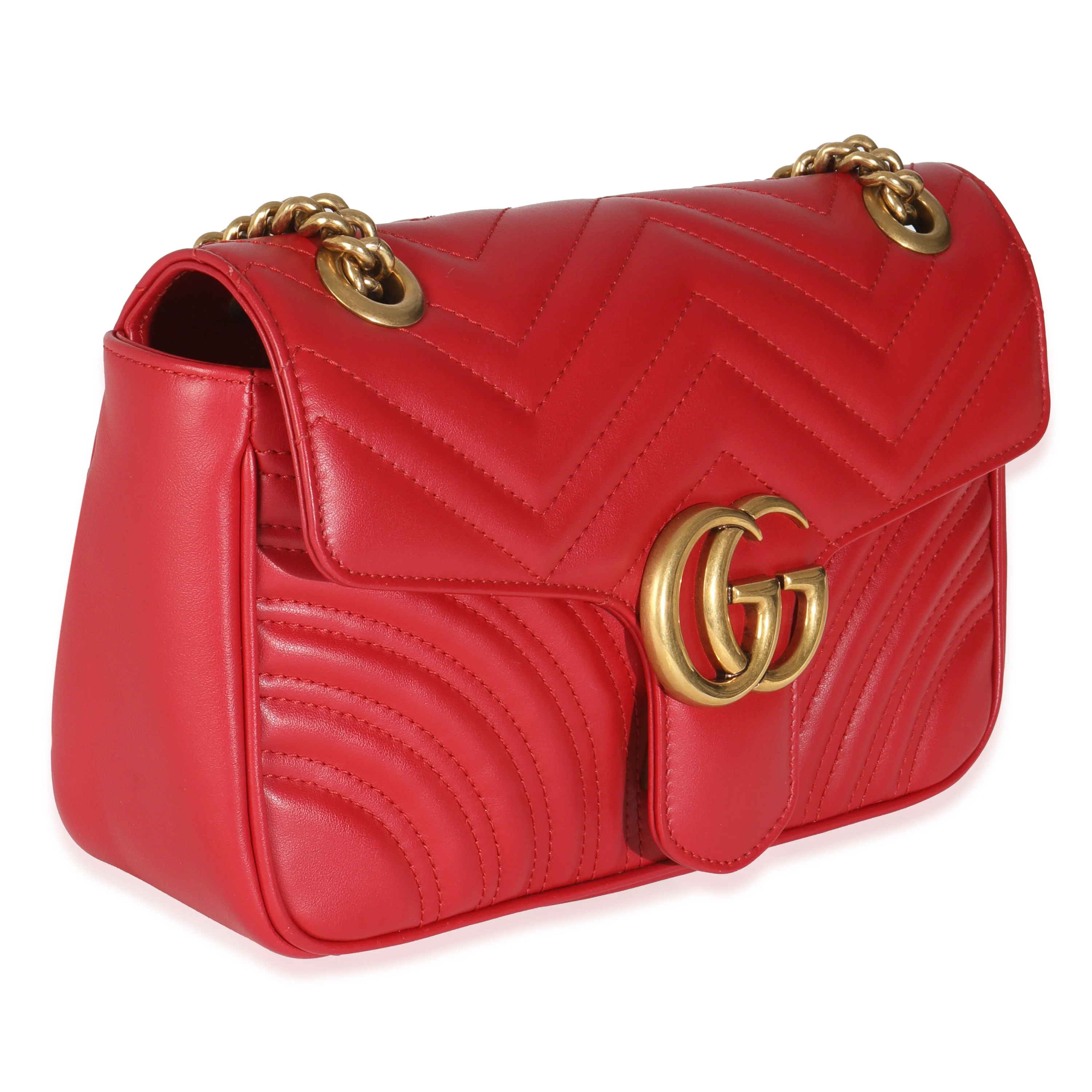 Red Matelasse Calfskin Small GG Marmont Flap Bag - Image 3