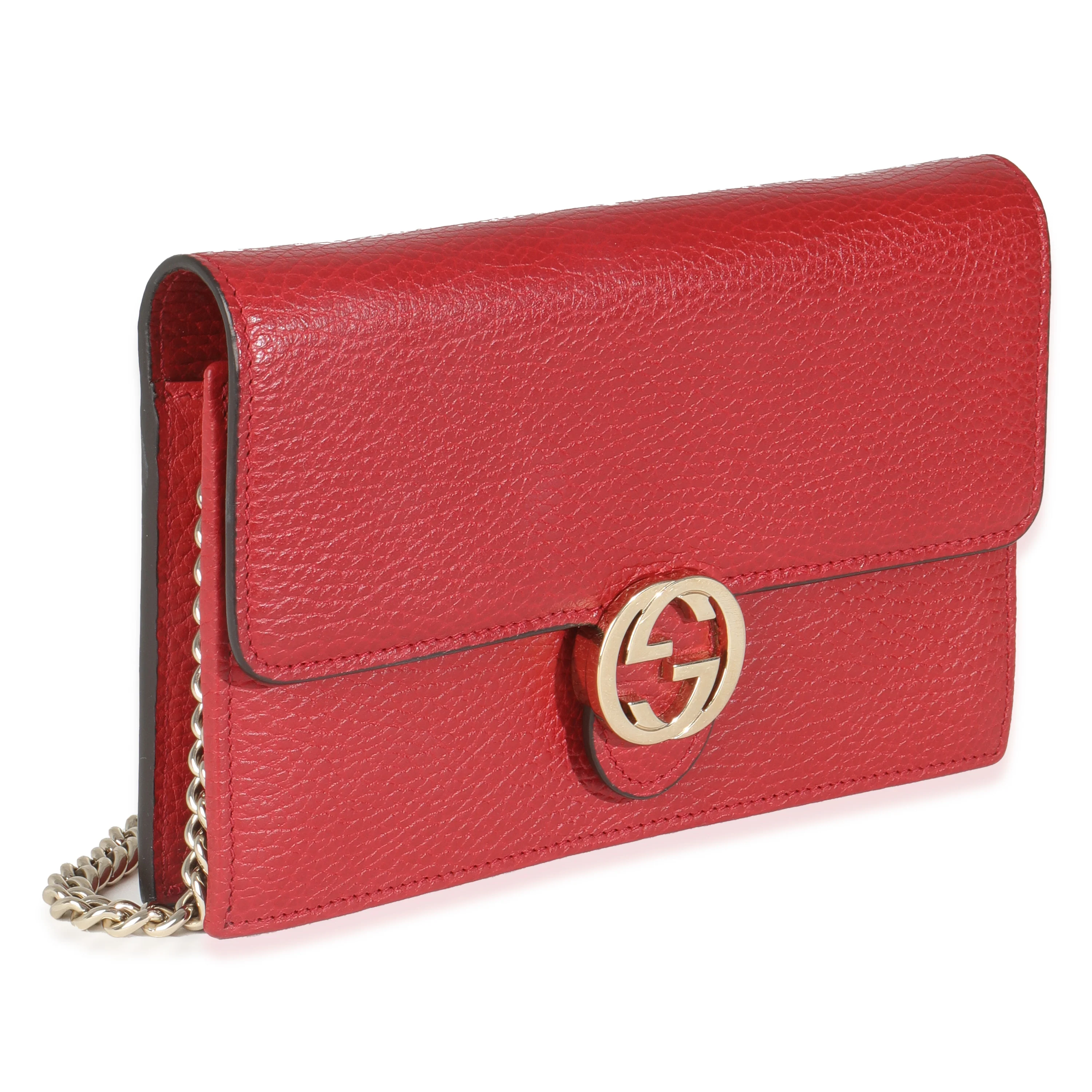 Red Dollar Calfskin Interlocking G Chain Bag - Image 3