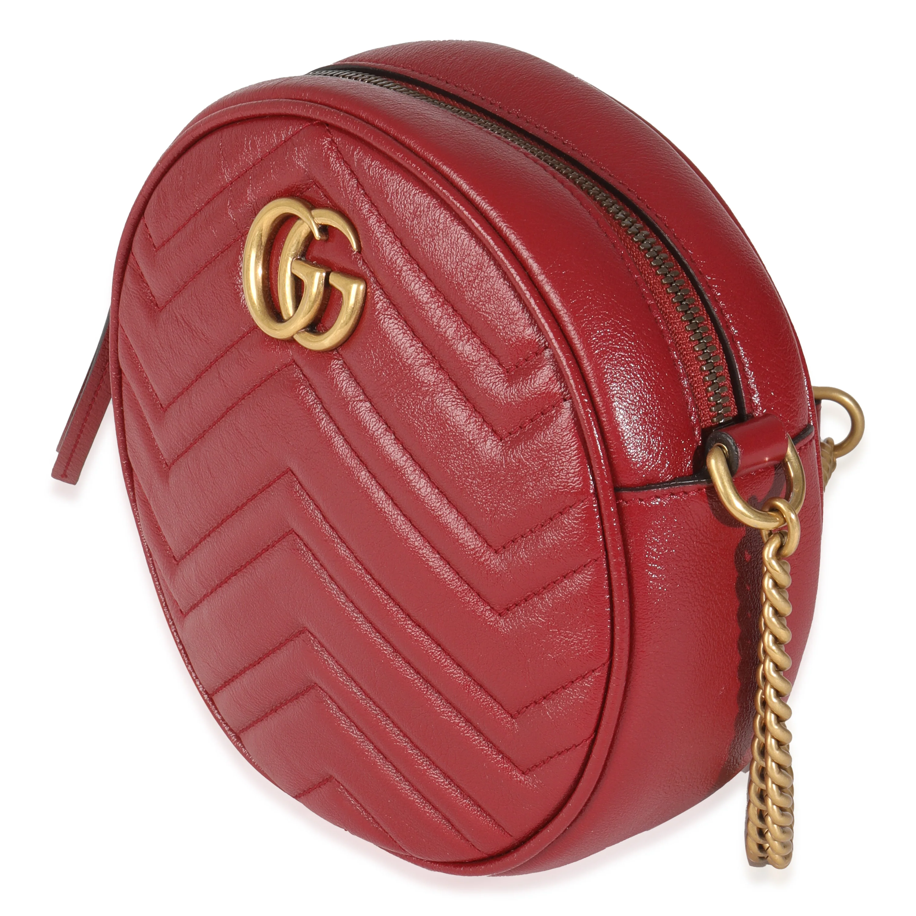 Red Matelasse Calfskin GG Marmont Round Chain Bag - Image 2