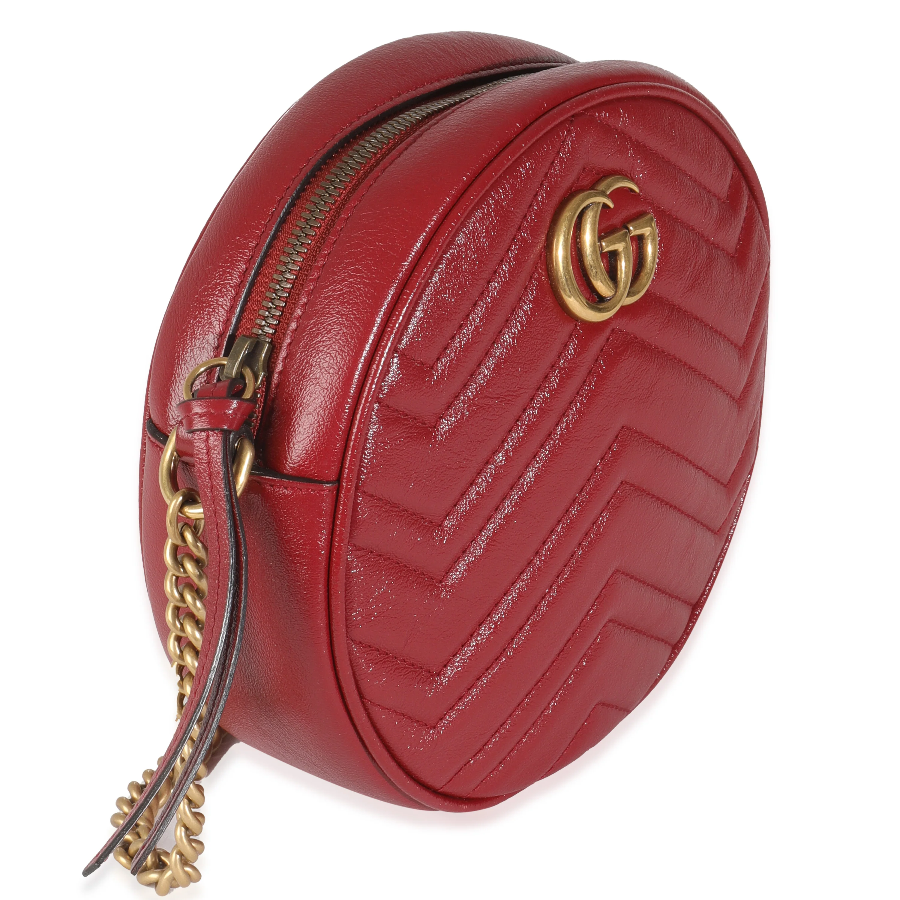 Red Matelasse Calfskin GG Marmont Round Chain Bag - Image 3