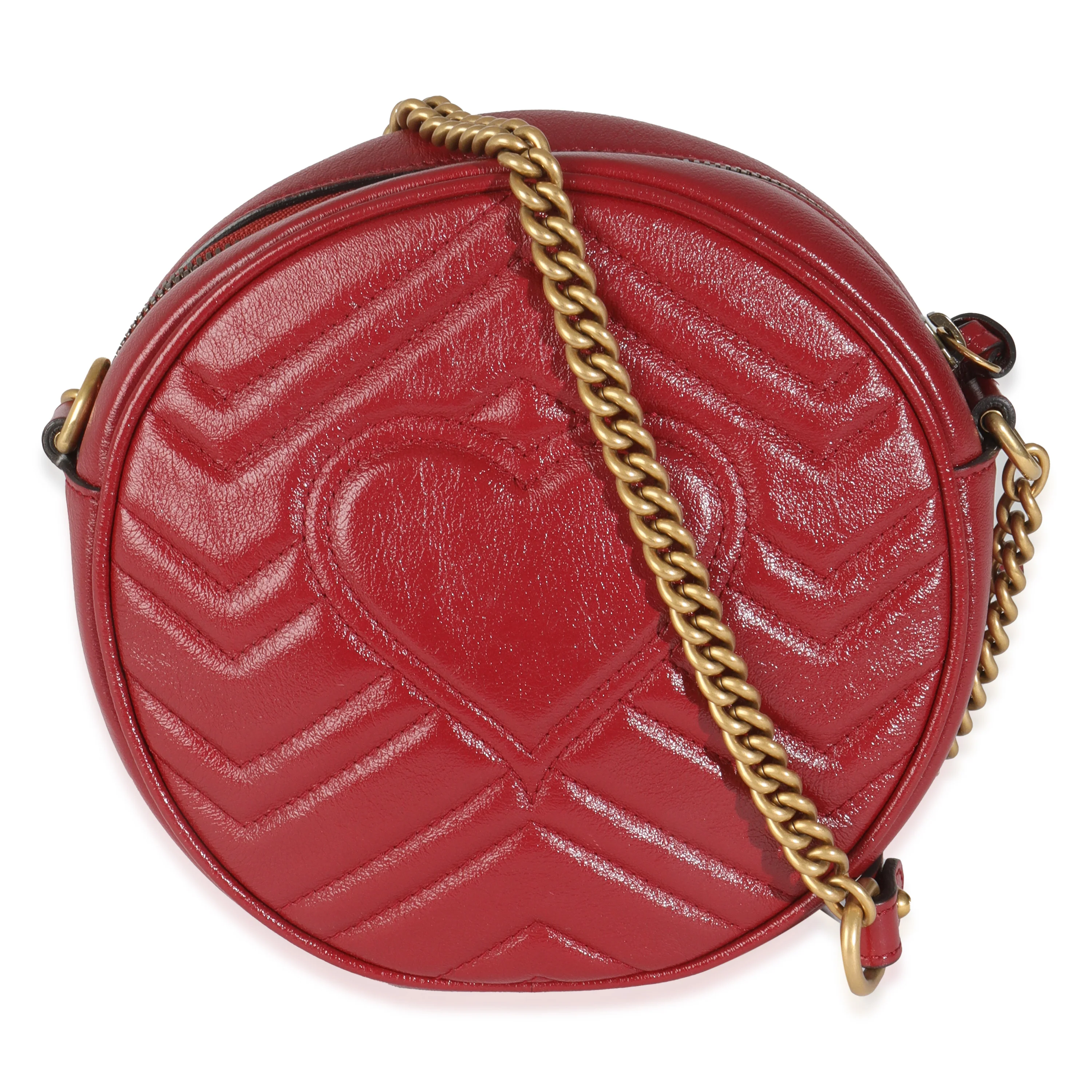 Red Matelasse Calfskin GG Marmont Round Chain Bag - Image 4