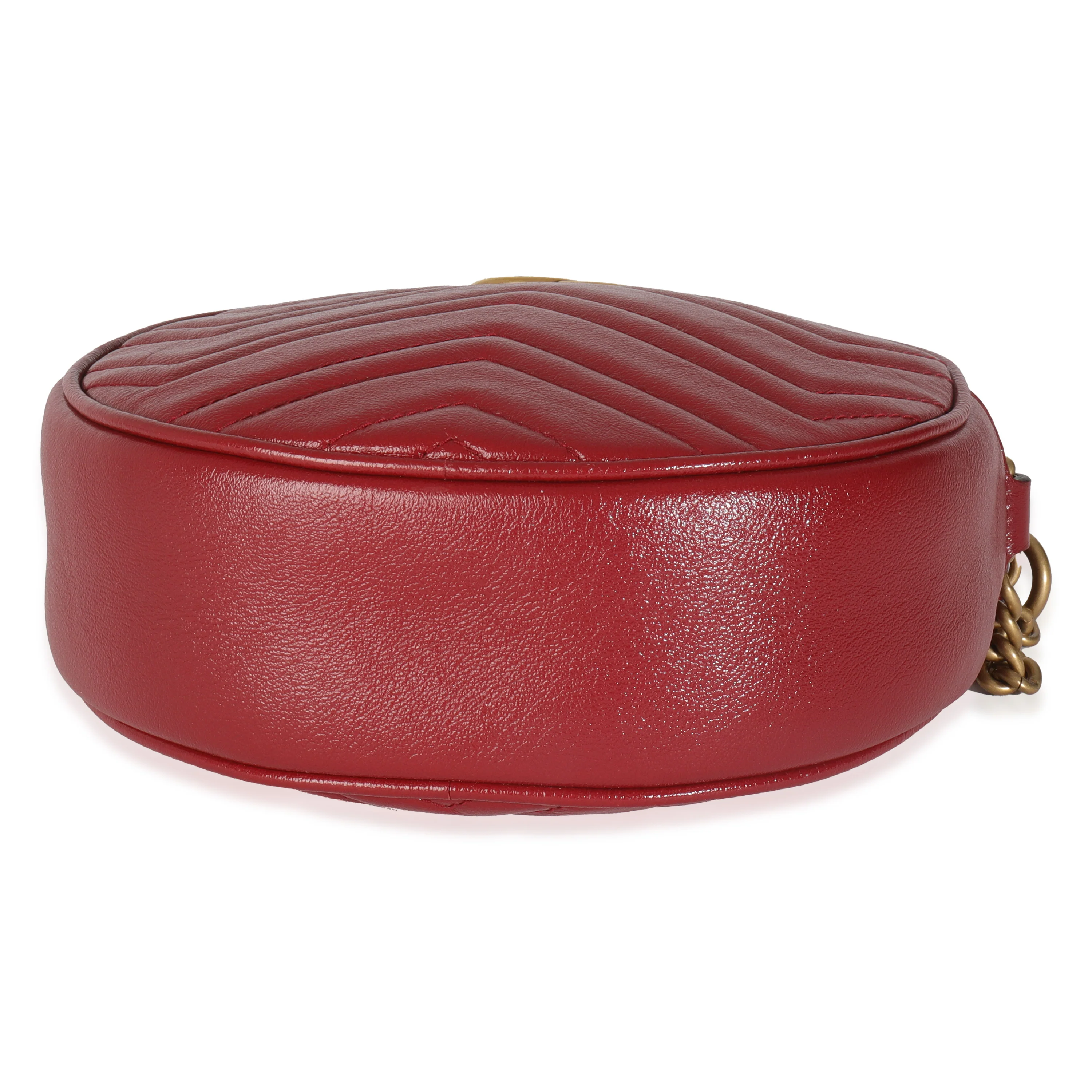 Red Matelasse Calfskin GG Marmont Round Chain Bag - Image 5