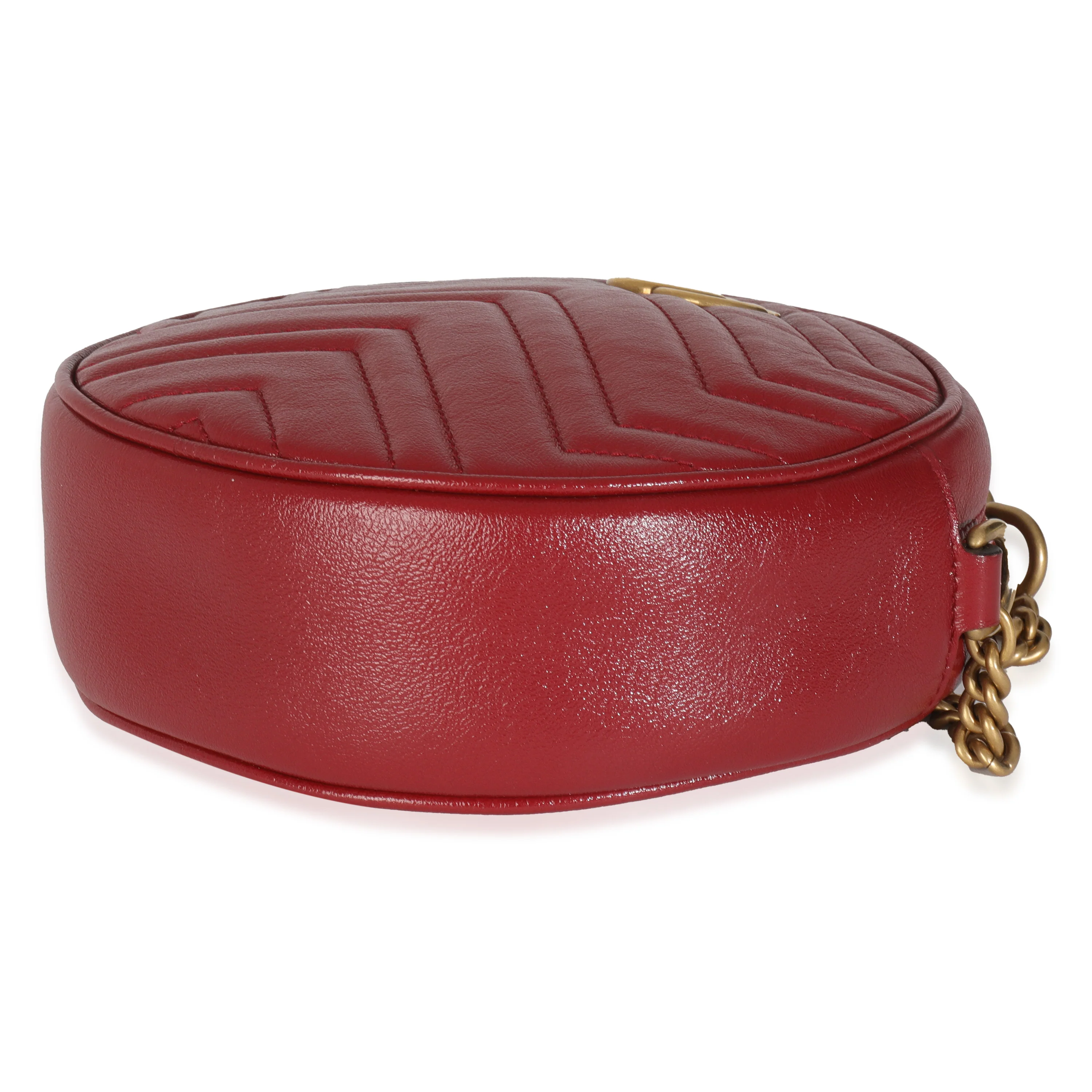 Red Matelasse Calfskin GG Marmont Round Chain Bag - Image 7