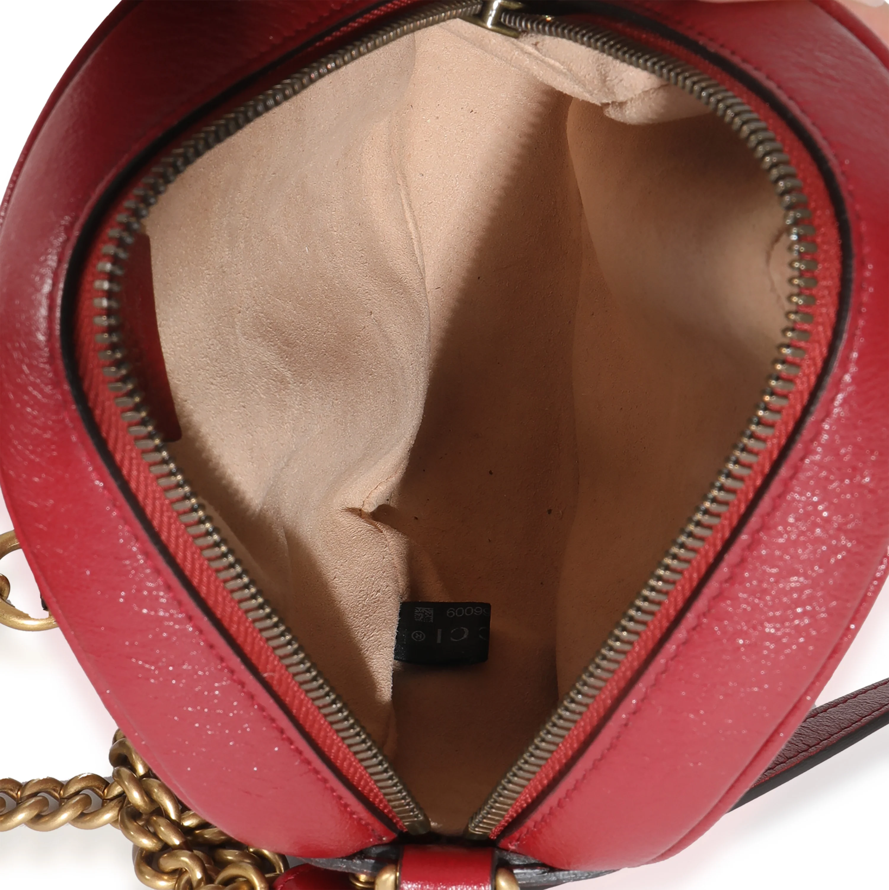 Red Matelasse Calfskin GG Marmont Round Chain Bag - Image 9