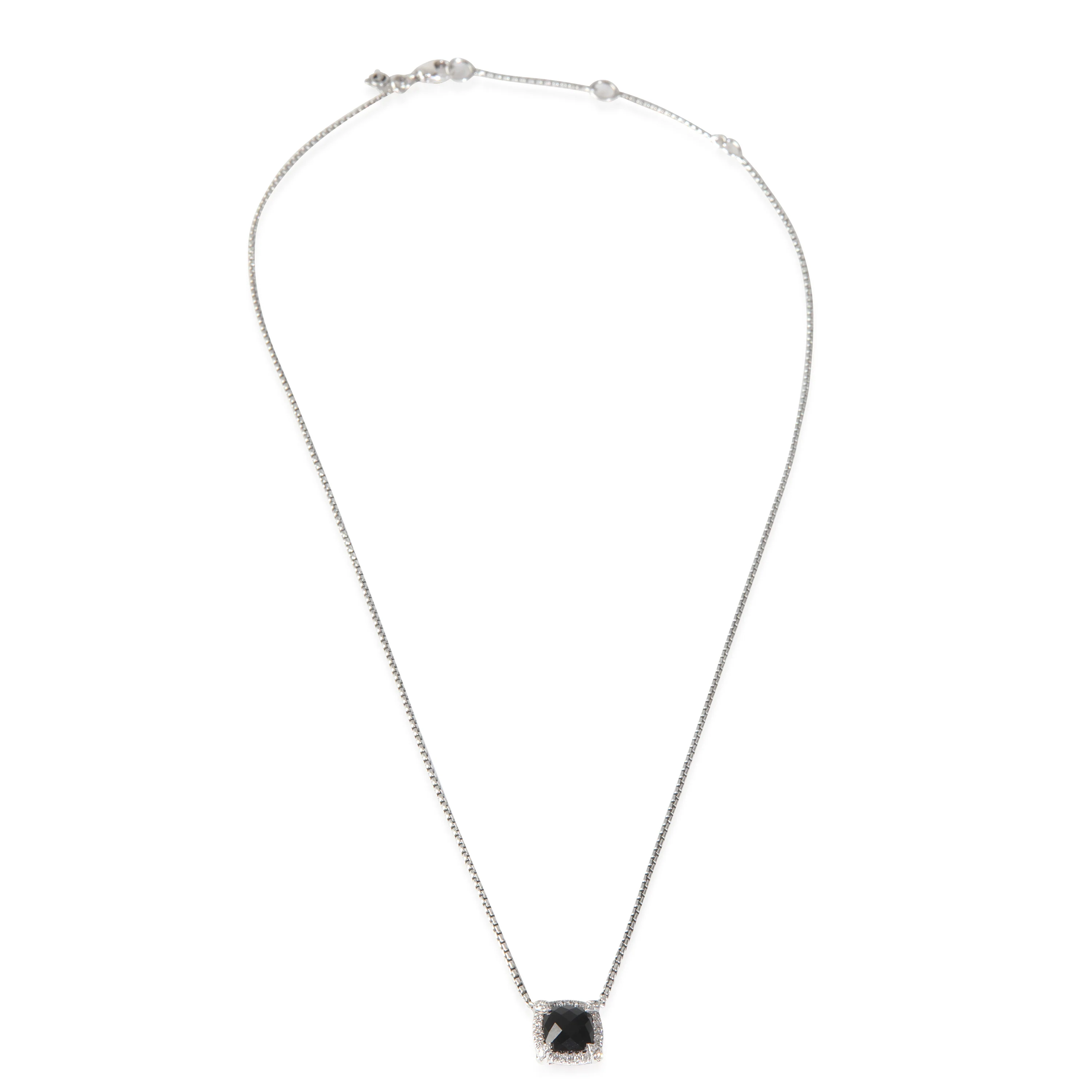 Sterling Silver Onyx and Diamond Petite Chatelaine Pendant - Image 2