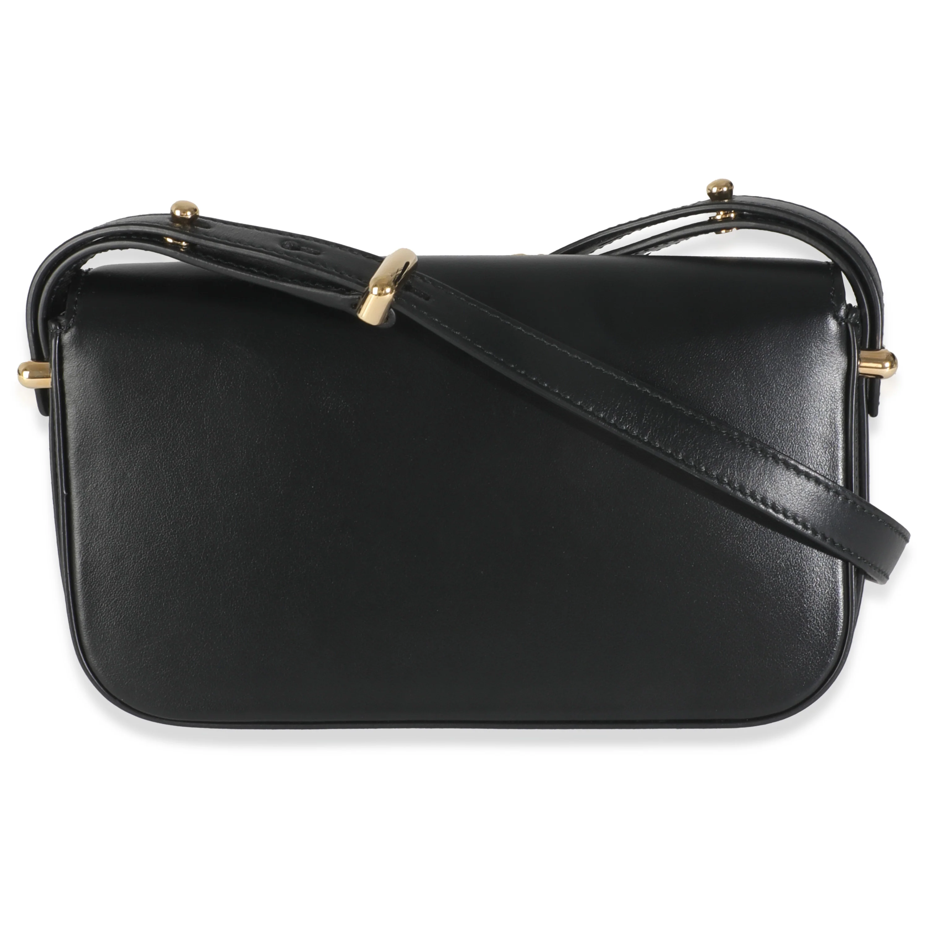 Black Smooth Leather Logo Plaque Shoulder Bag - Image 4