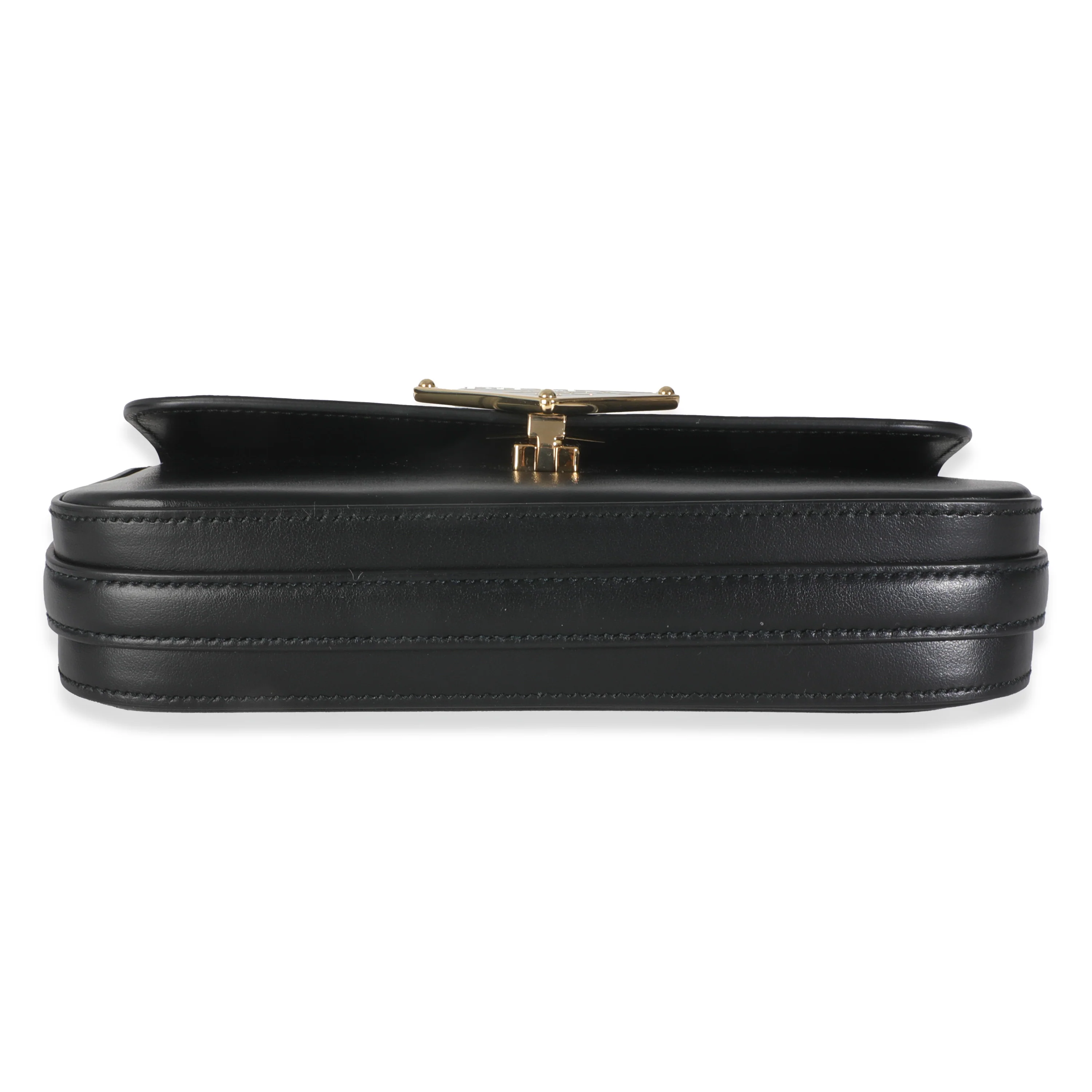 Black Smooth Leather Logo Plaque Shoulder Bag - Image 5