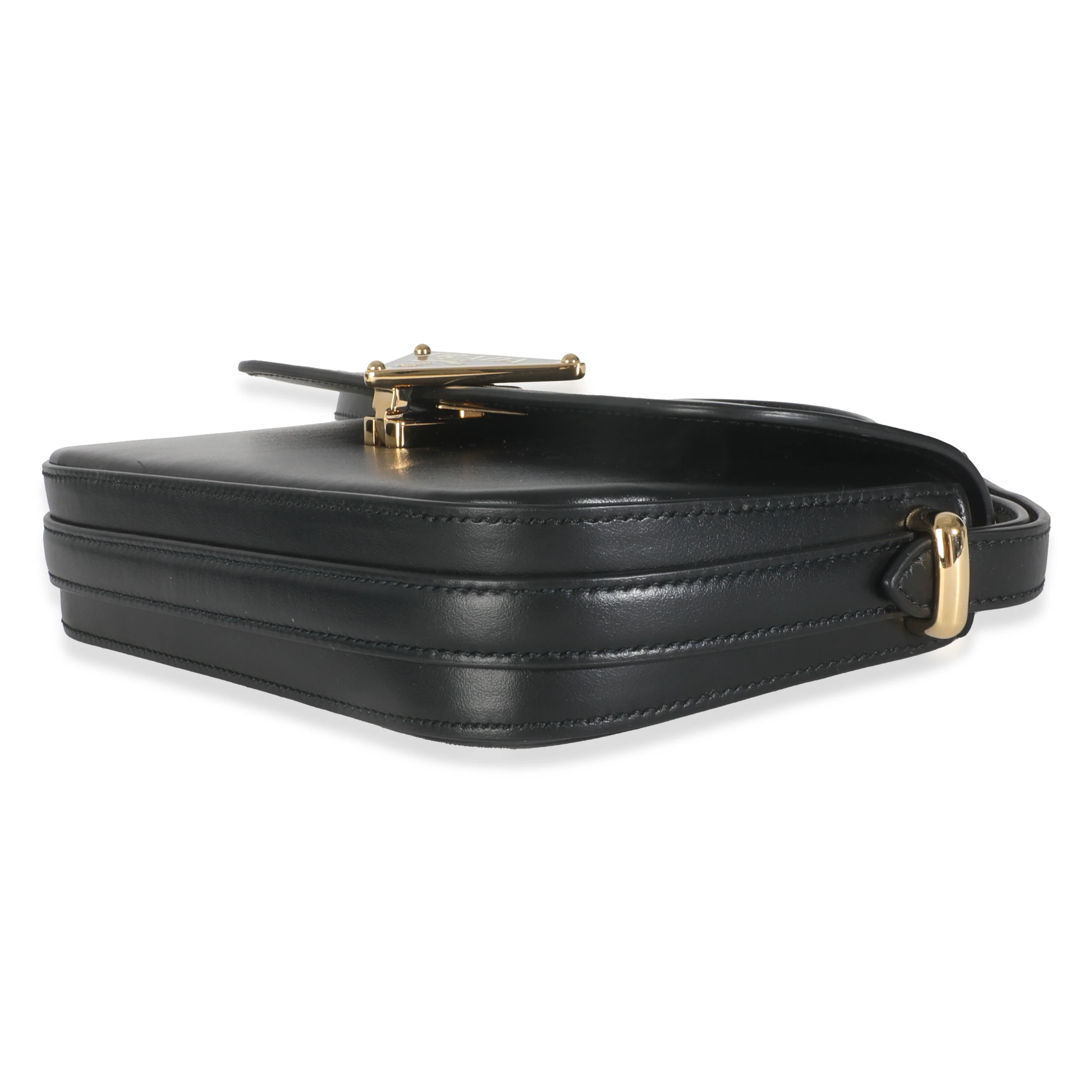 Black Smooth Leather Logo Plaque Shoulder Bag - Image 6