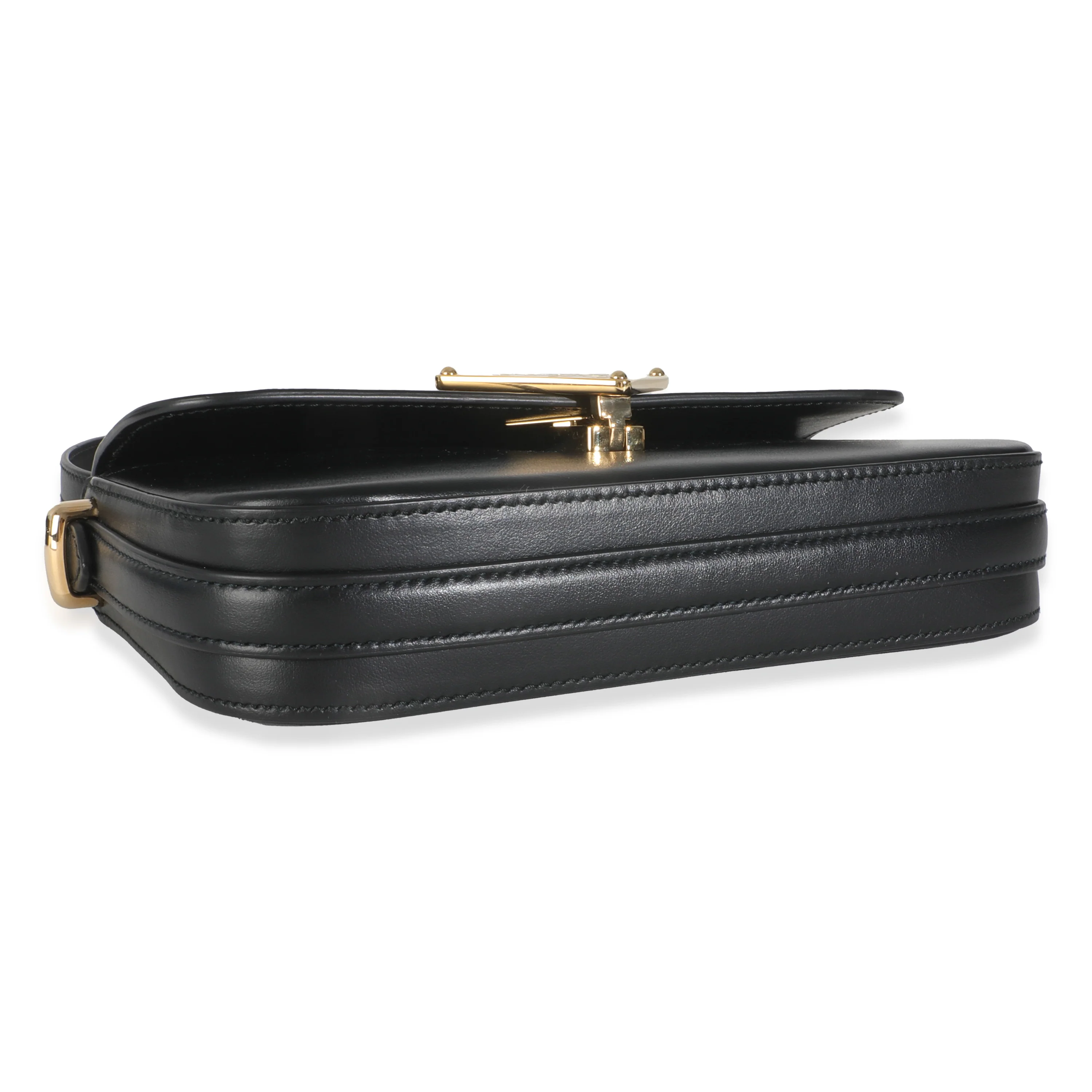 Black Smooth Leather Logo Plaque Shoulder Bag - Image 7