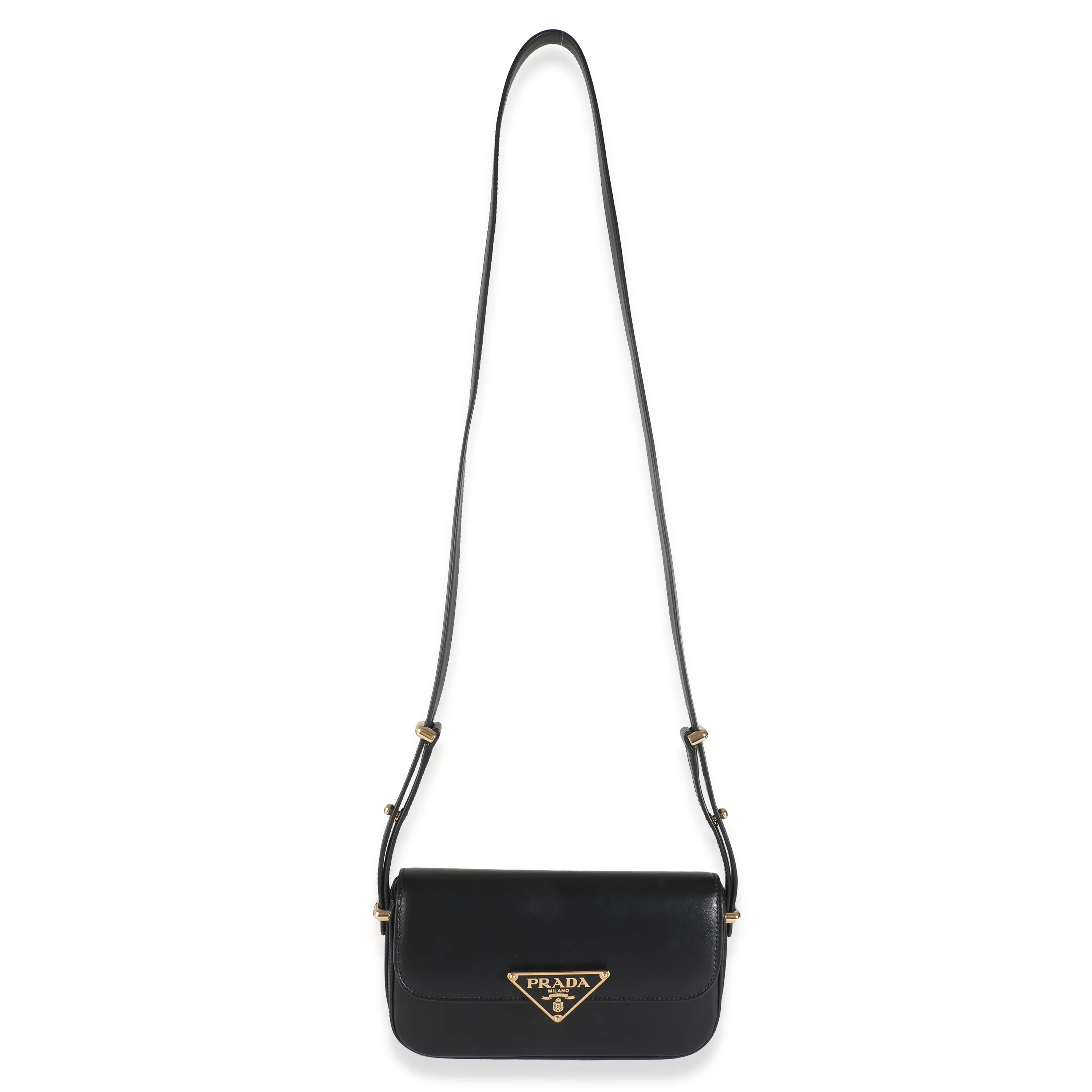 Black Smooth Leather Logo Plaque Shoulder Bag - Image 8