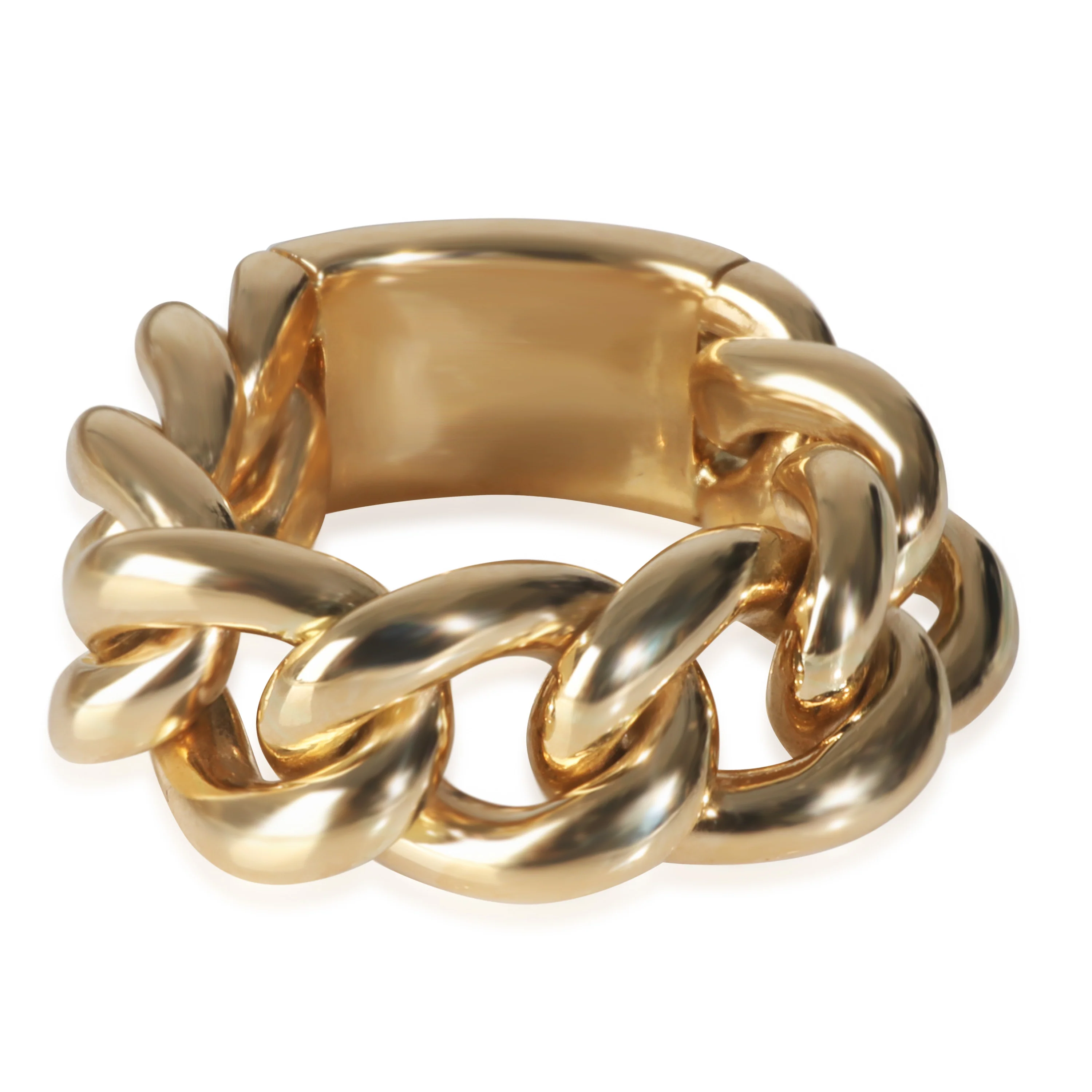 Yellow Gold Chain Link Tag Ring - Image 3