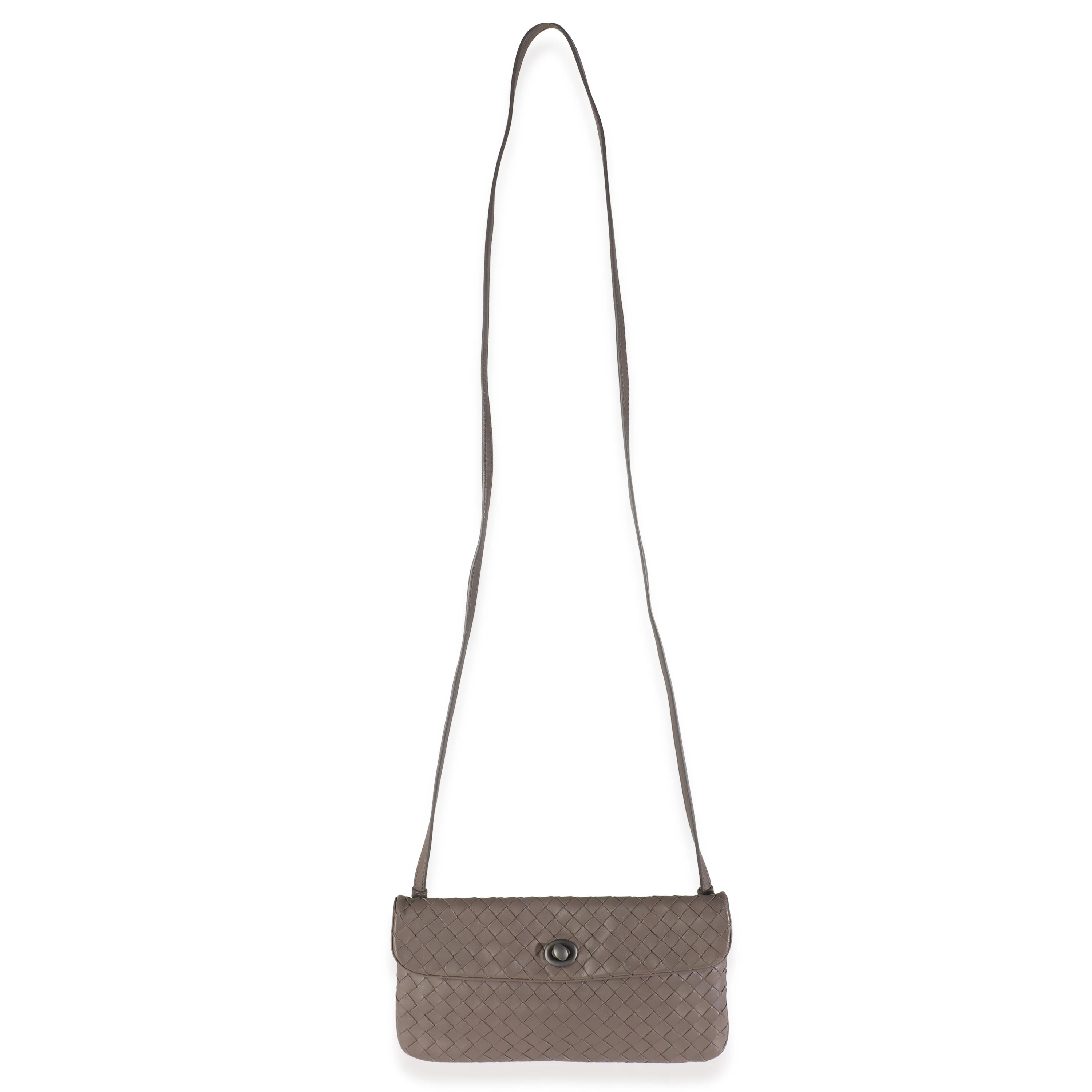 Dark Beige Intrecciato Nappa Mini Turnlock Crossbody Bag - Image 8
