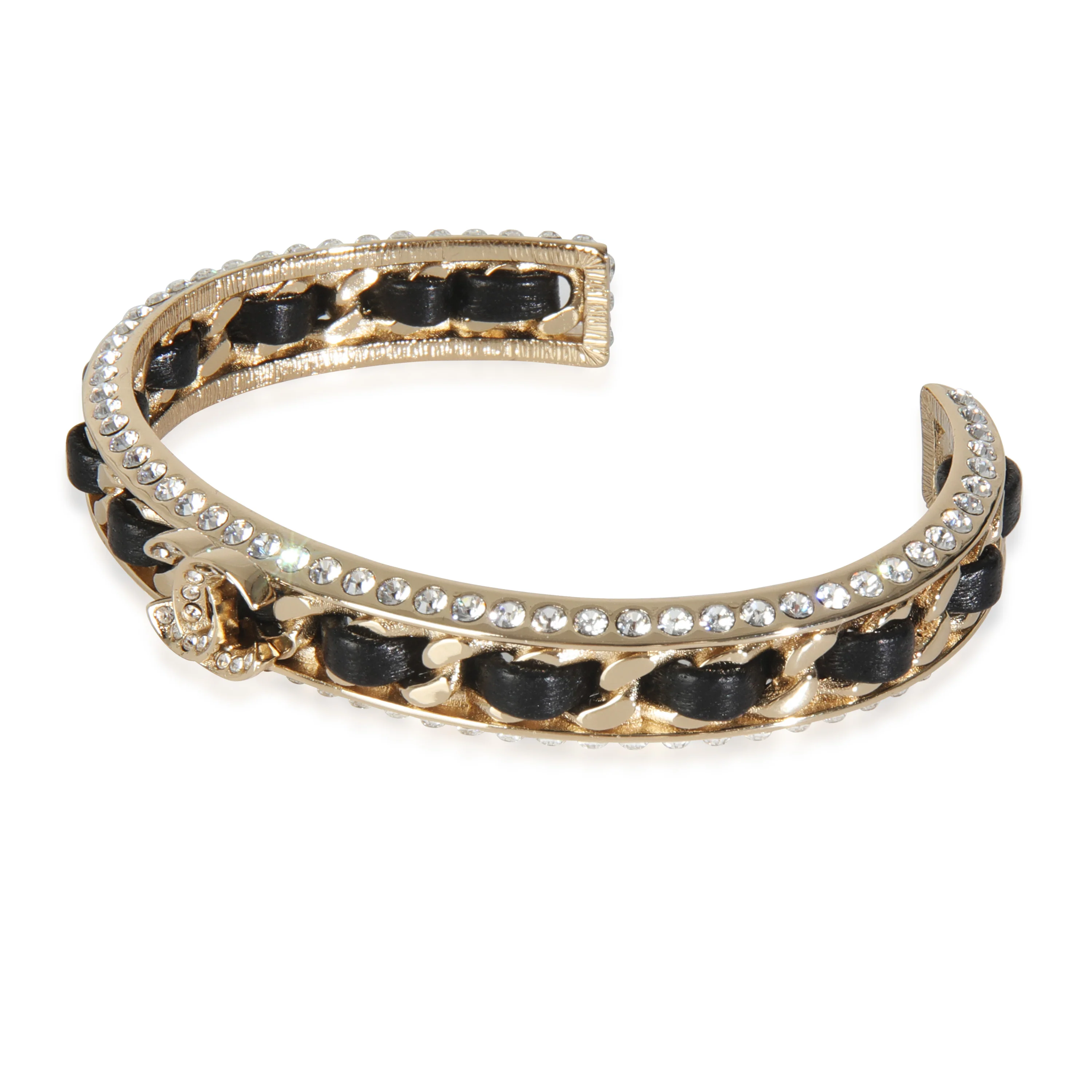 Gold-Plated  2023 Leather & Strass Cuff Bracelet - Image 2
