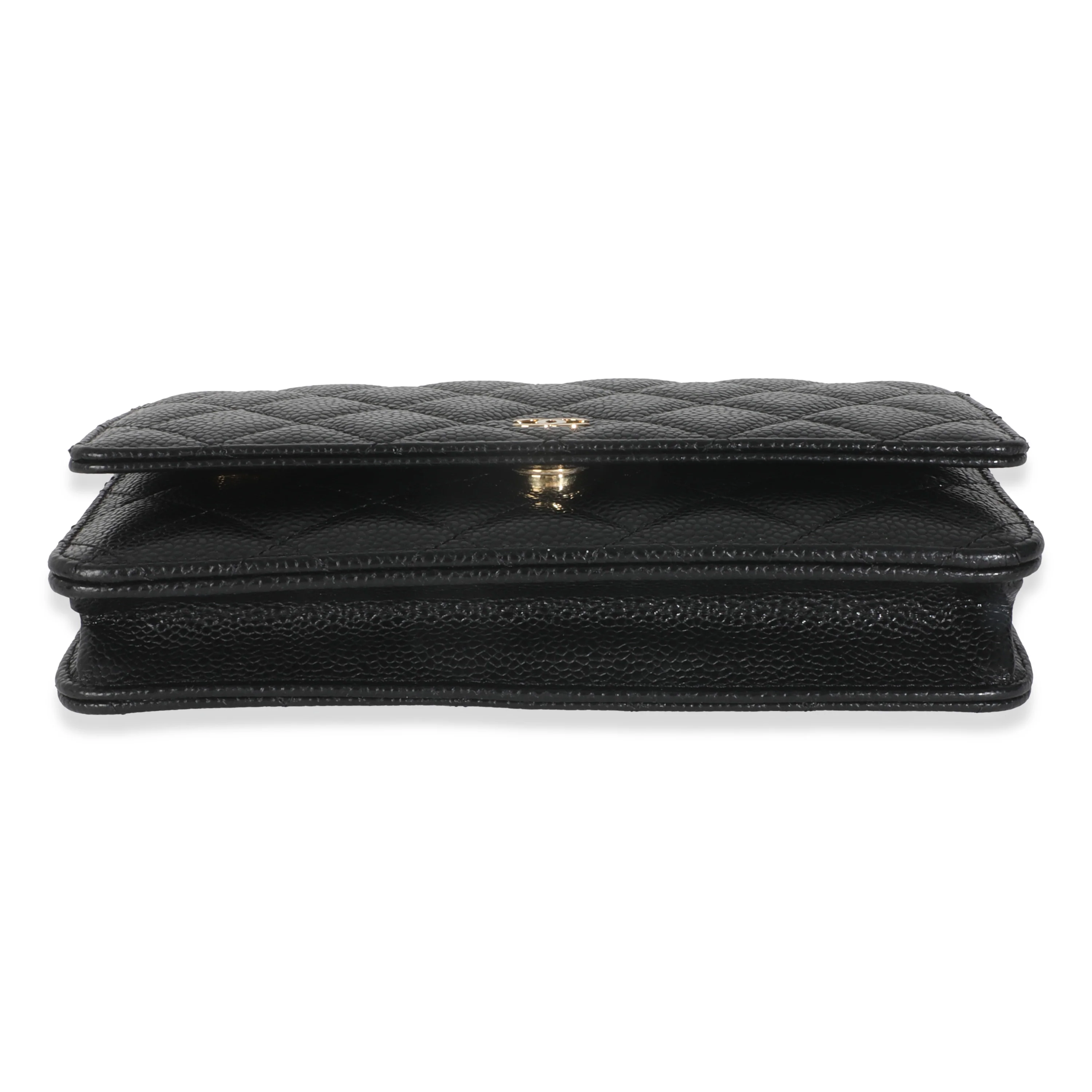 Black Quilted Caviar Classic Wallet On Chain - Image 5