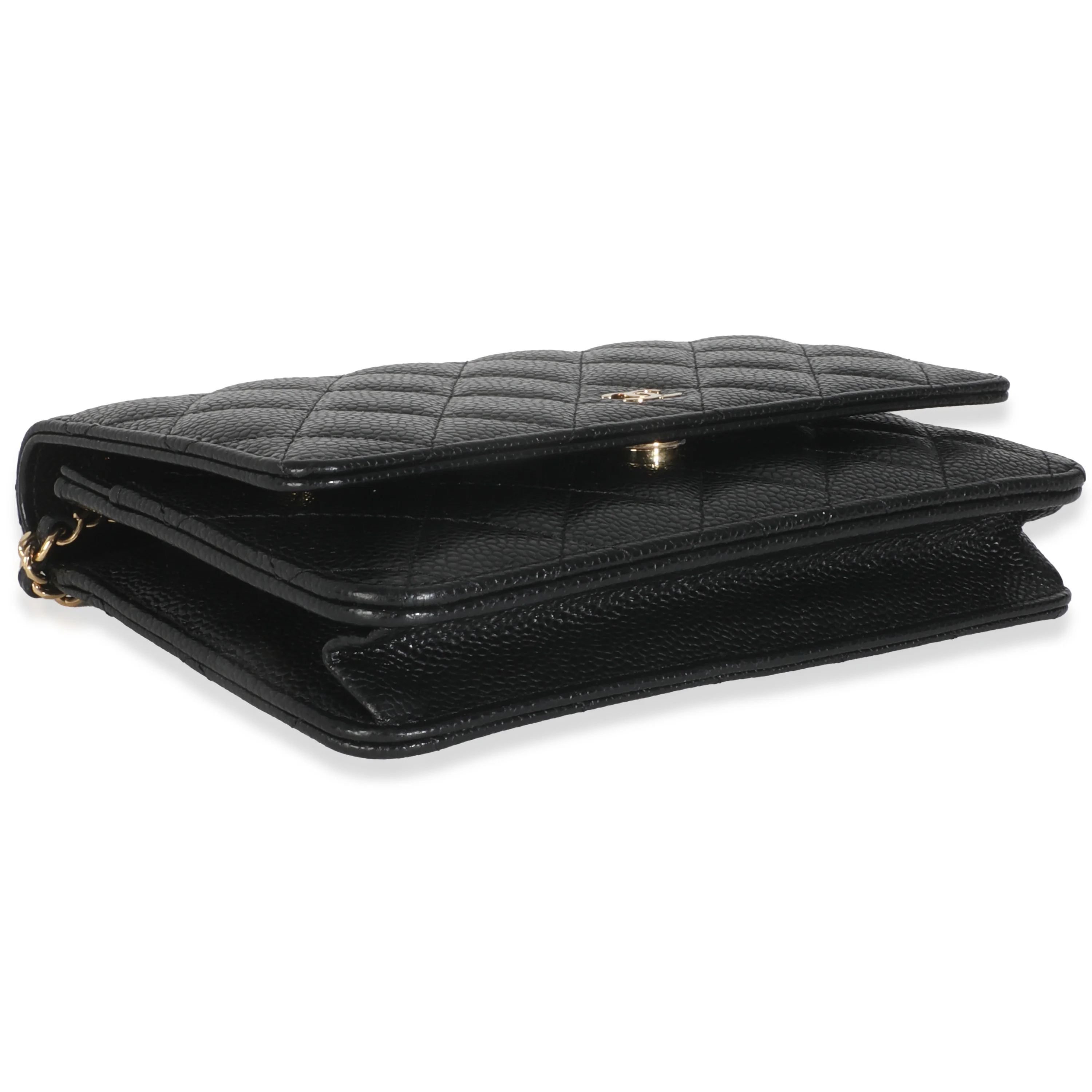 Black Quilted Caviar Classic Wallet On Chain - Image 7