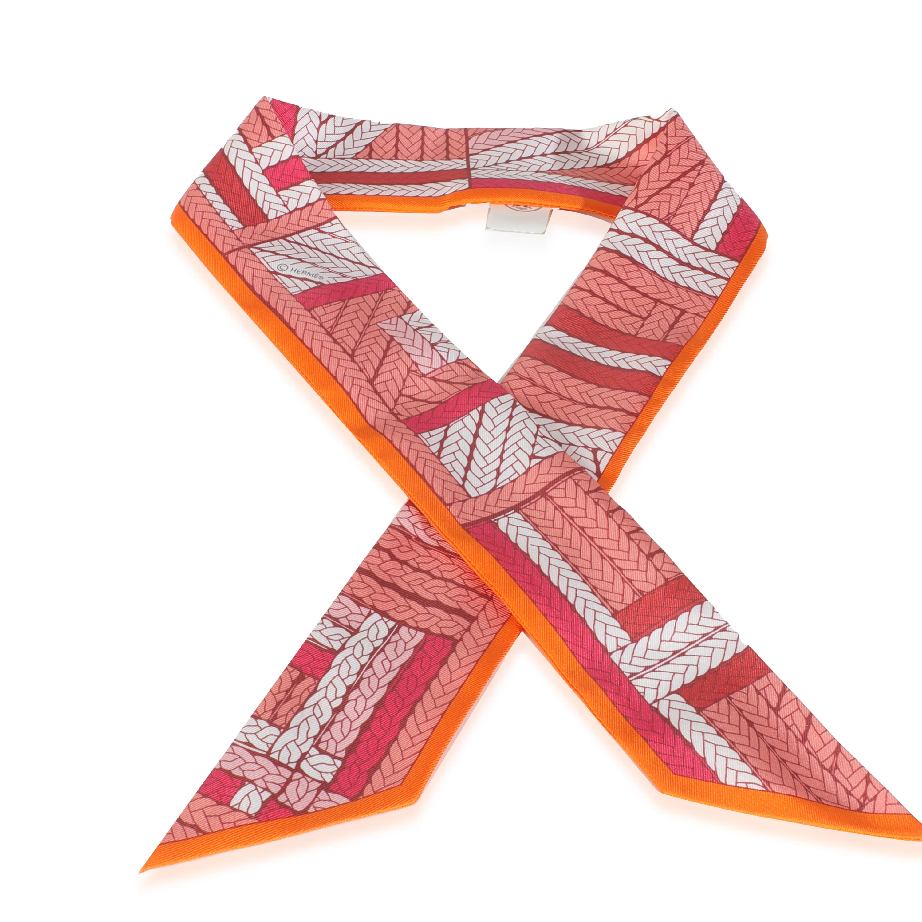 Rose Vif Orange White Silk Tresses H Twilly - Image 2