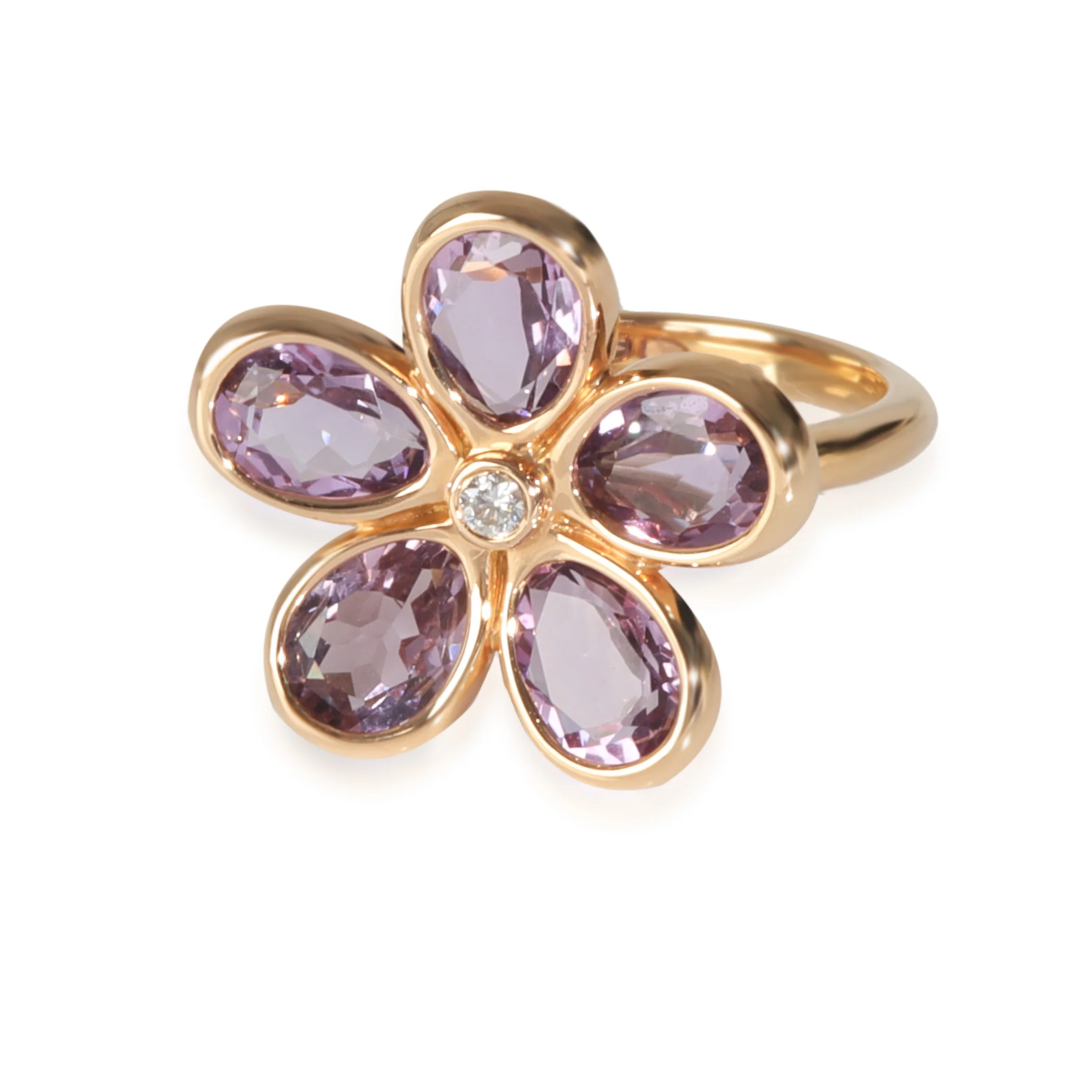 Rose Gold Amethyst and Diamond Sparklers Flower Ring
