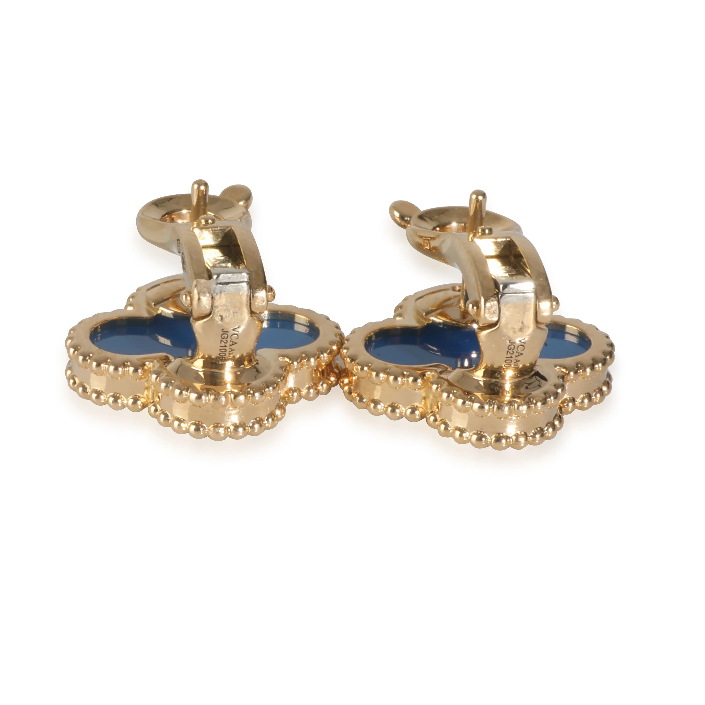 Yellow Gold Agate Vintage Alhambra Earrings - Image 6
