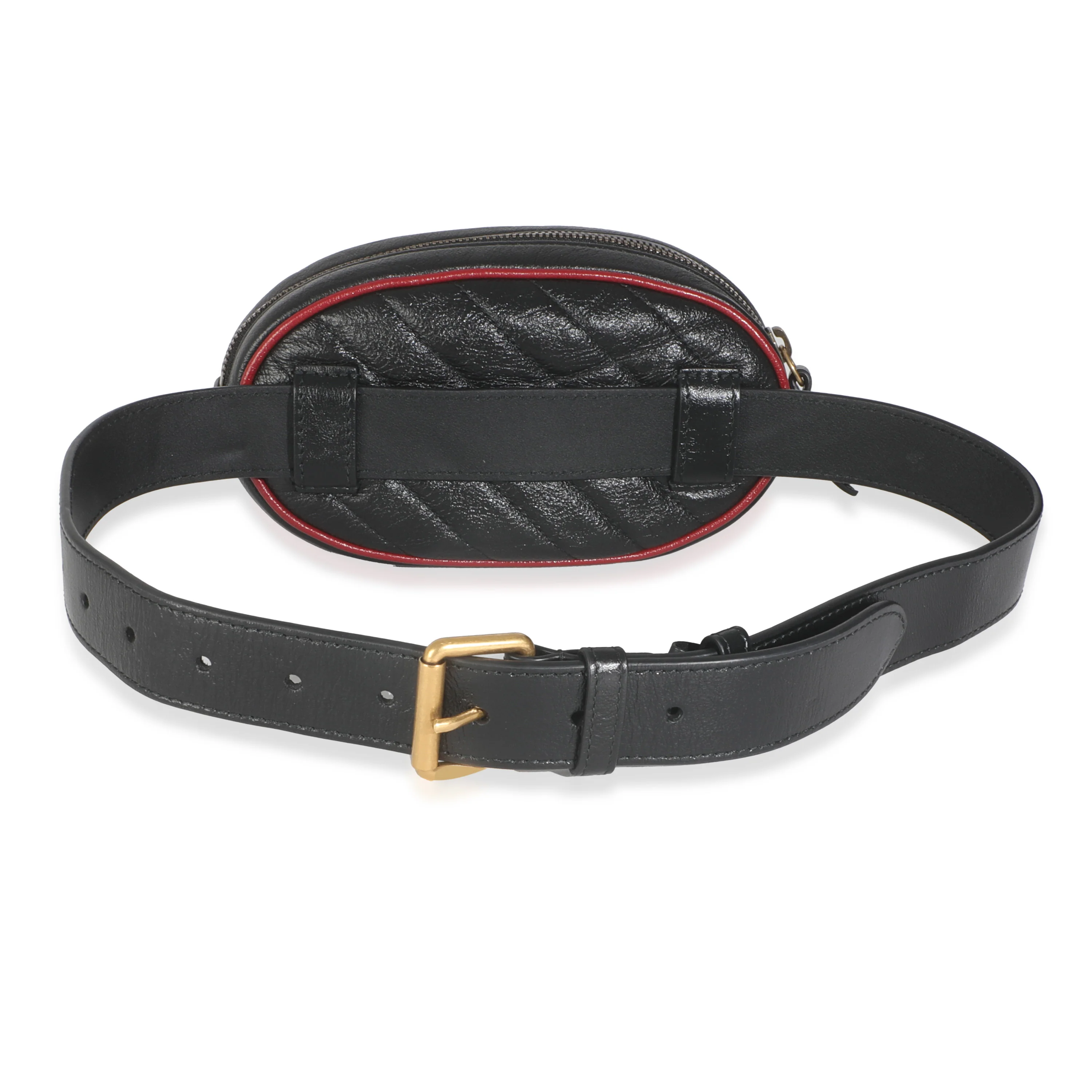 Black Azalea Calfskin Matelasse Diagonal Torchon GG Marmont Belt Bag - Image 4