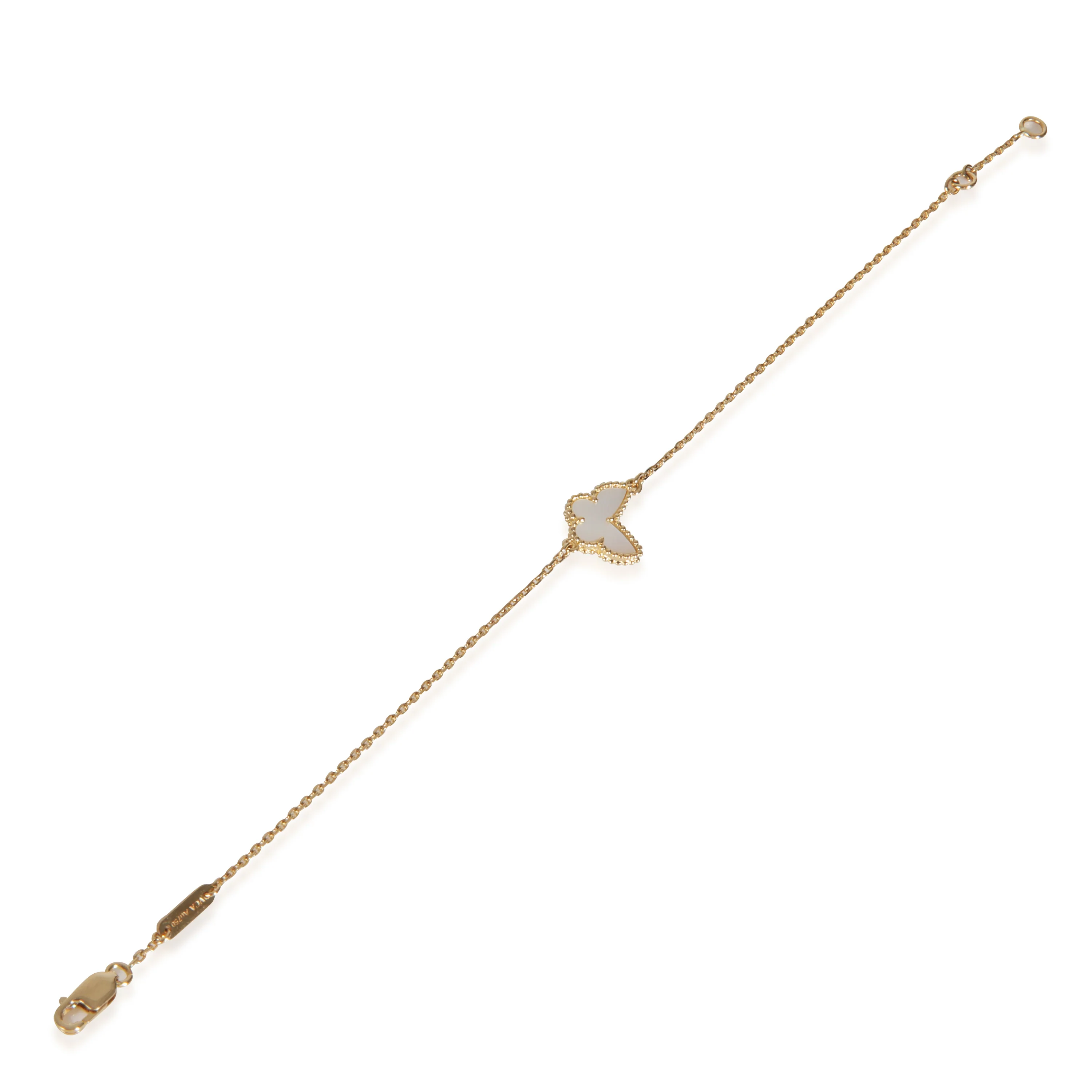 Yellow Gold Mother Of Pearl Sweet Butterfly Bracelet - Image 3