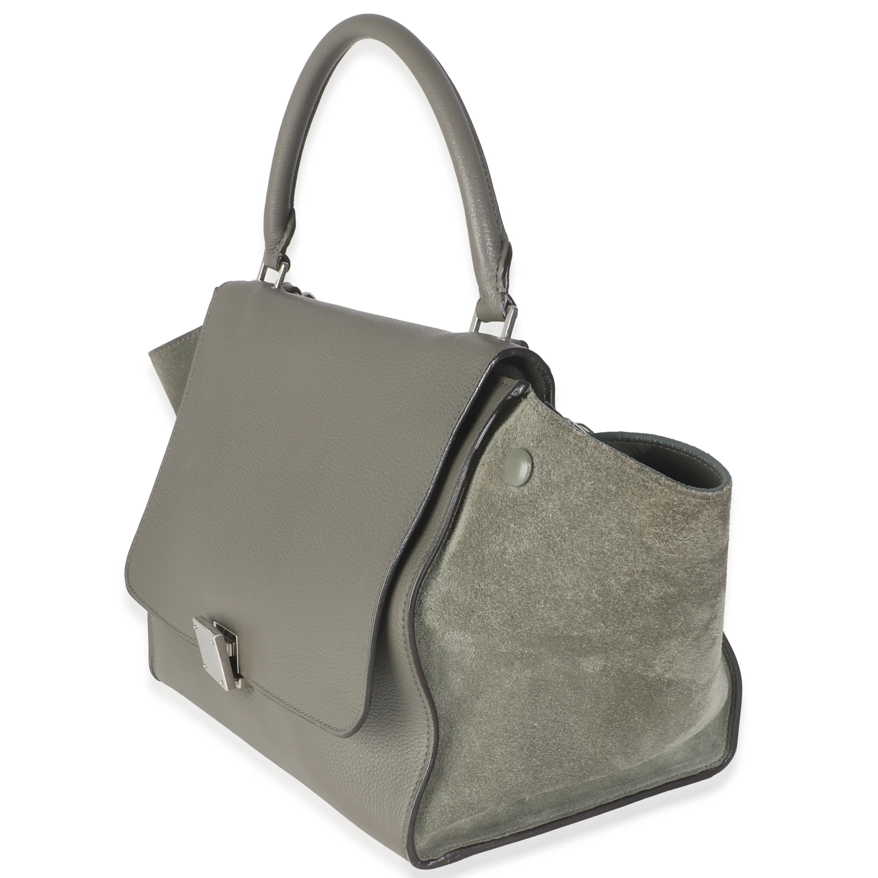 Grey Pebbled Leather and Suede Large Trapeze - Image 2