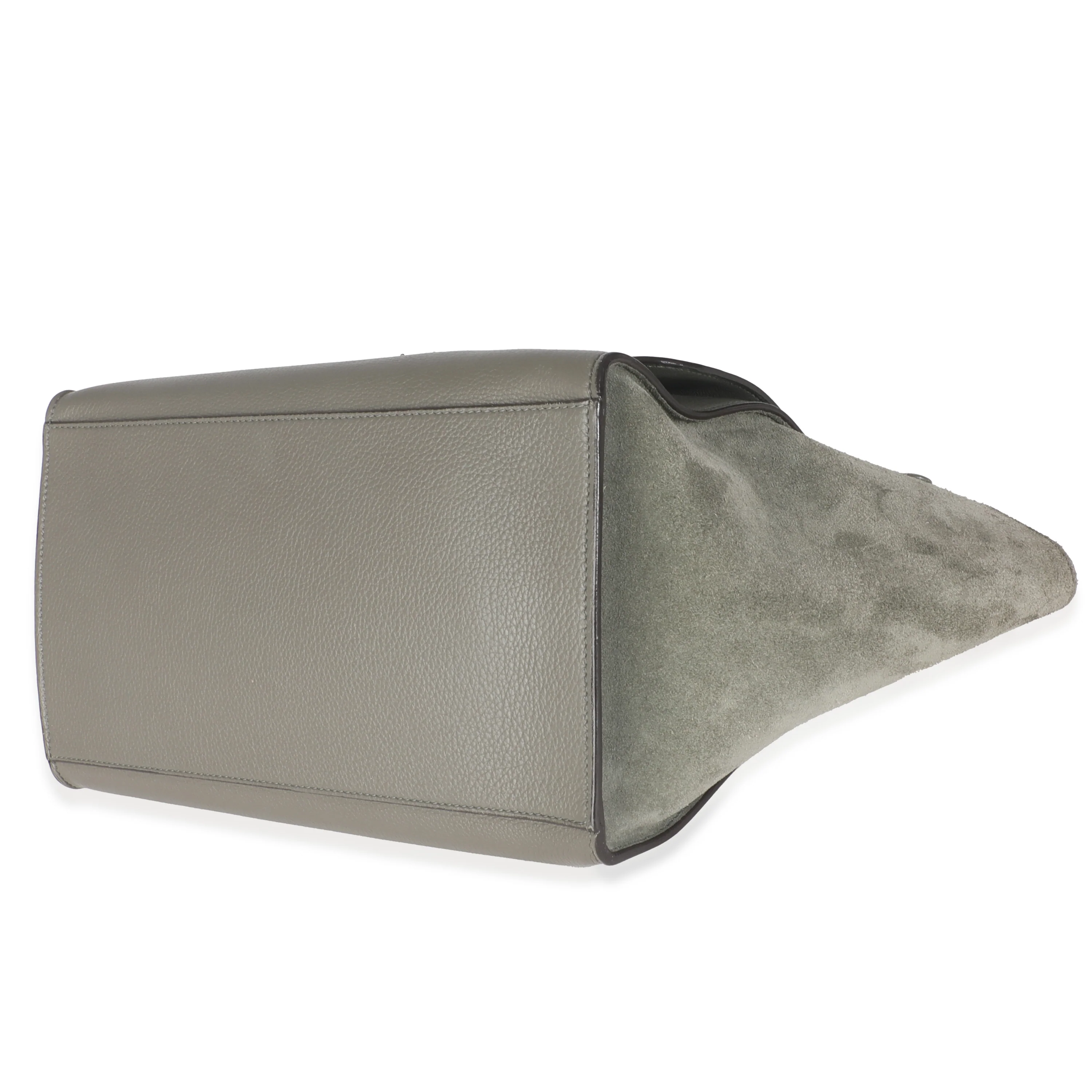 Grey Pebbled Leather and Suede Large Trapeze - Image 7