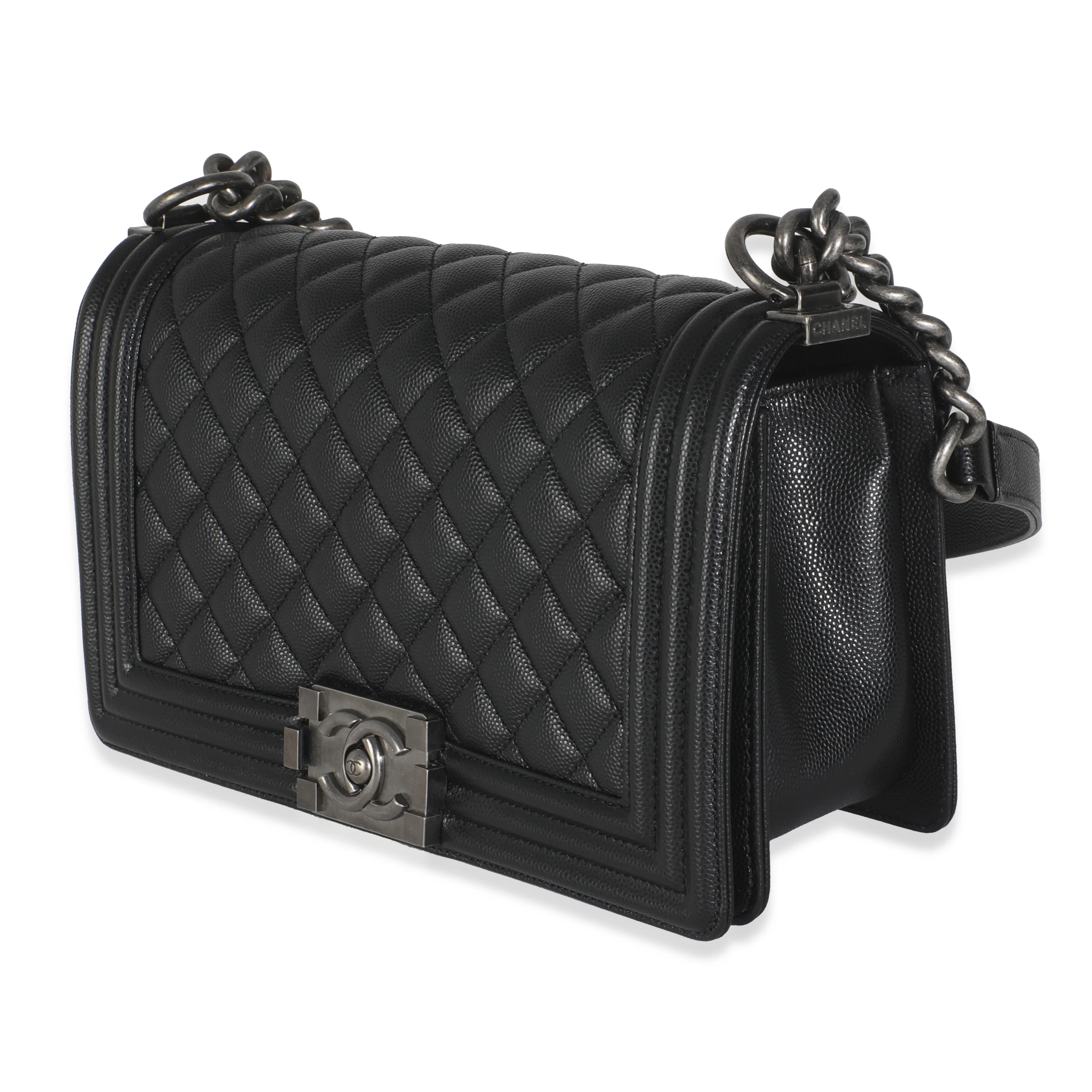 Black Quilted Old Medium Boy Bag - Image 2