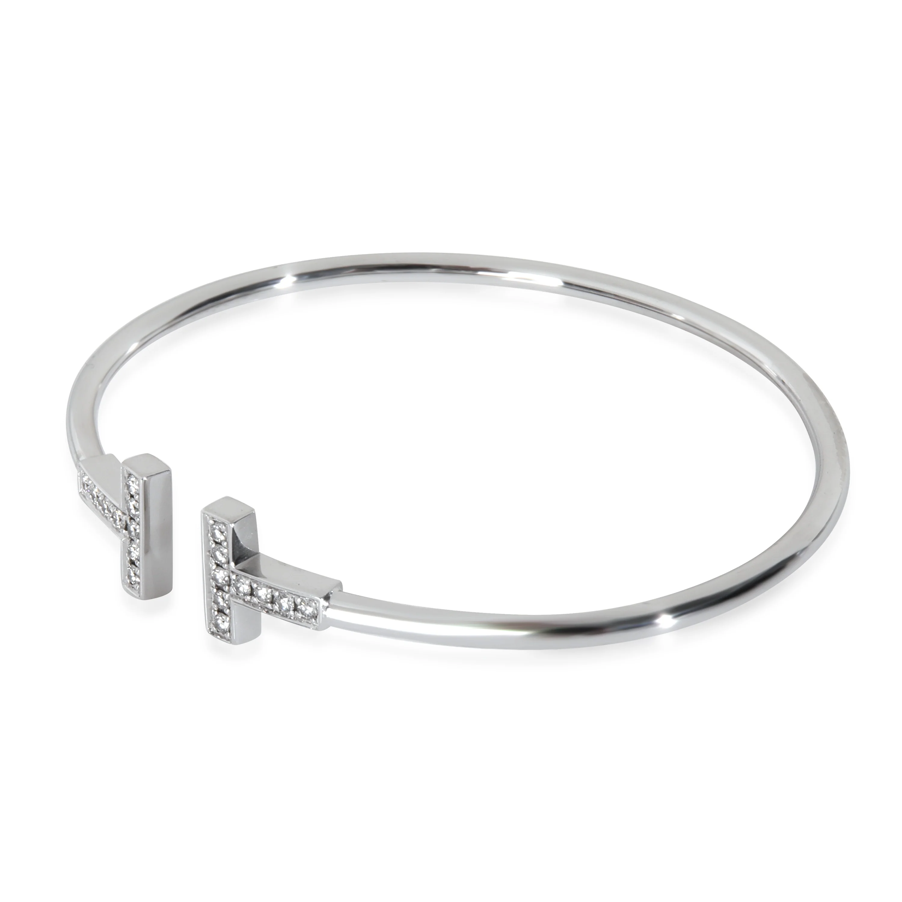 White Gold Diamond Tiffany T Wire Bracelet - Image 2