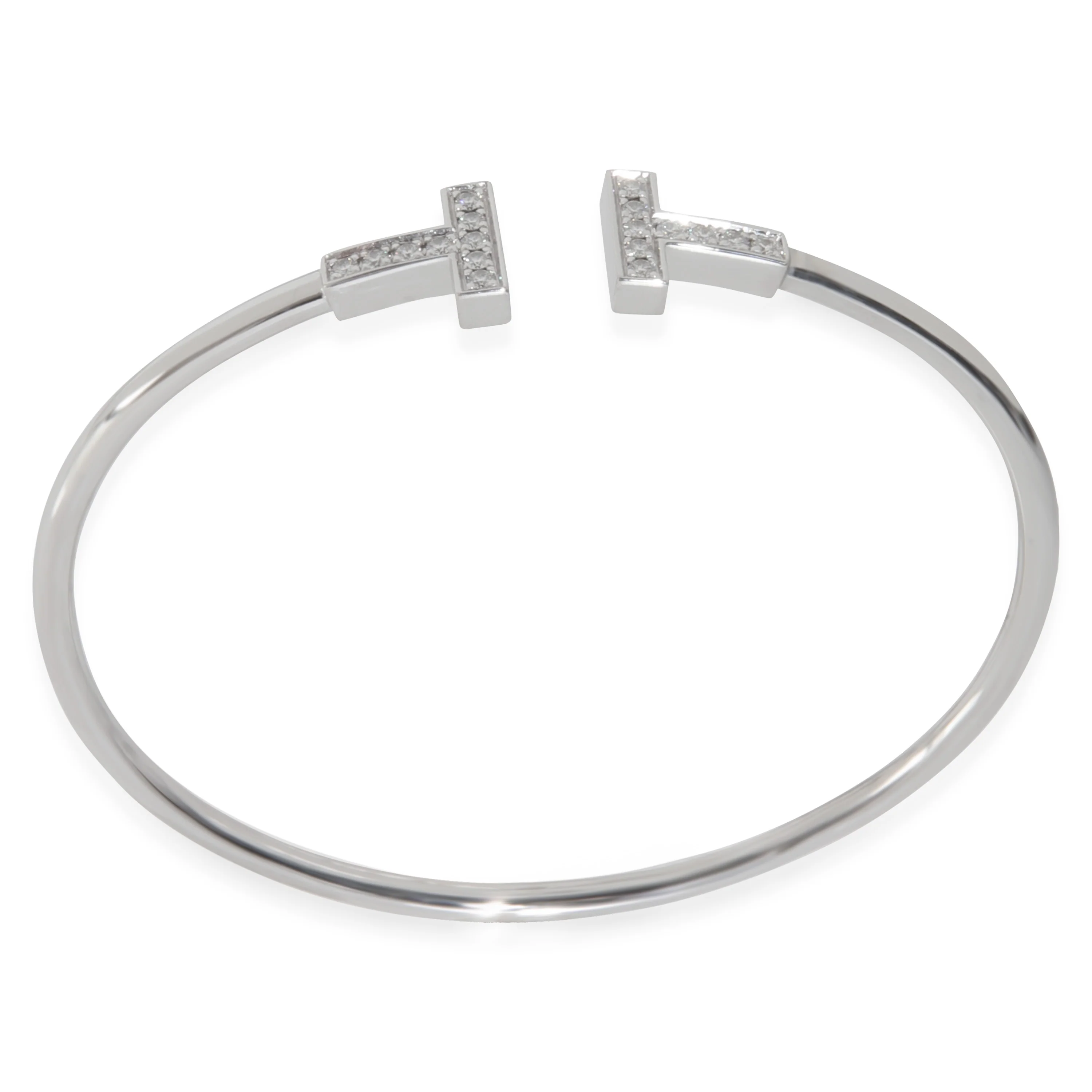 White Gold Diamond Tiffany T Wire Bracelet - Image 3