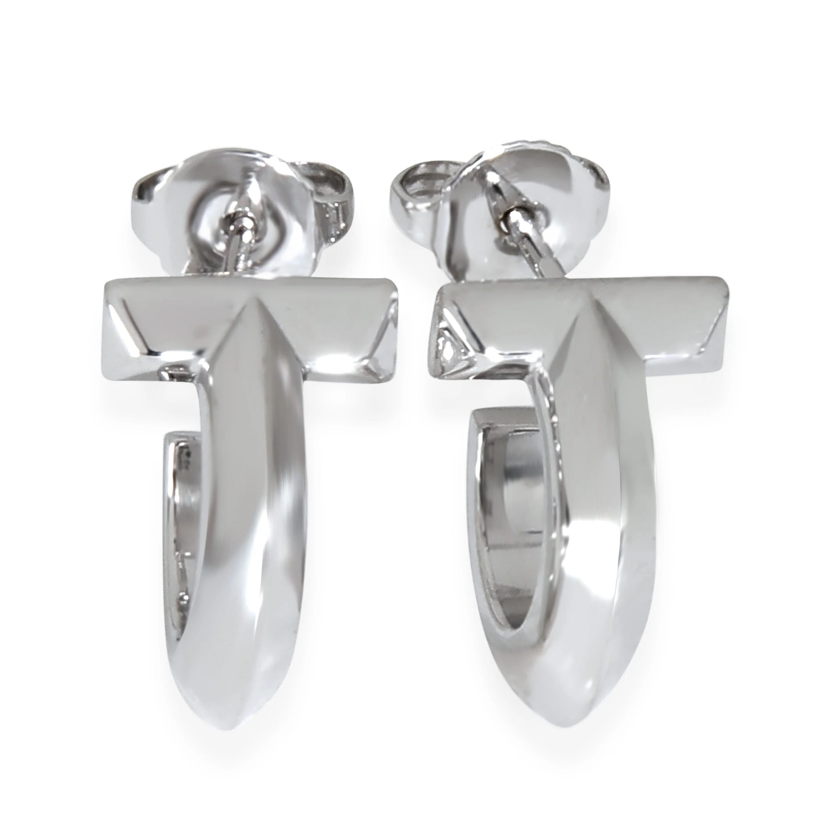 White Gold  Tiffany T T1 Hoop Earrings
