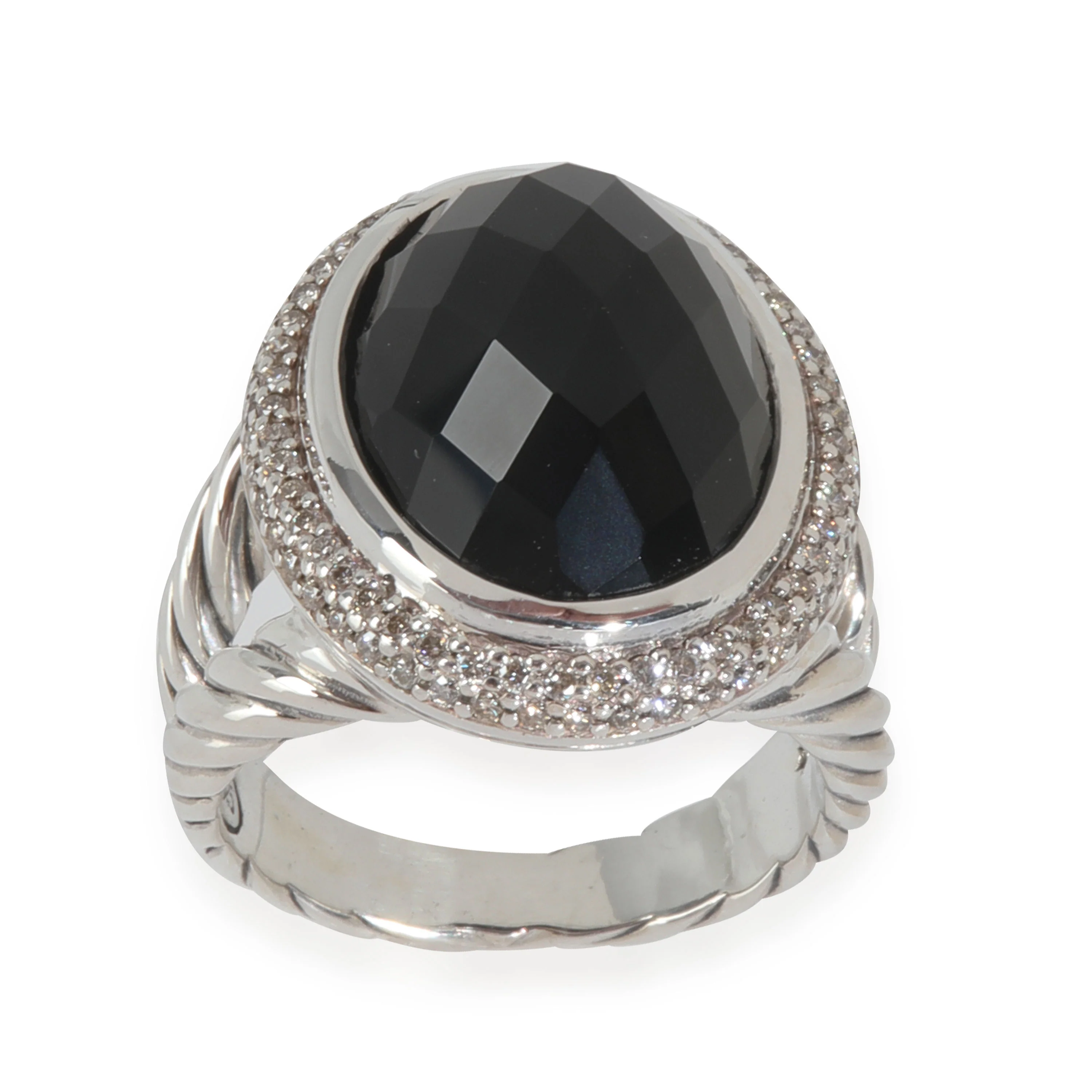 Sterling Silver Onyx and Diamond Cocktail Ring - Image 3