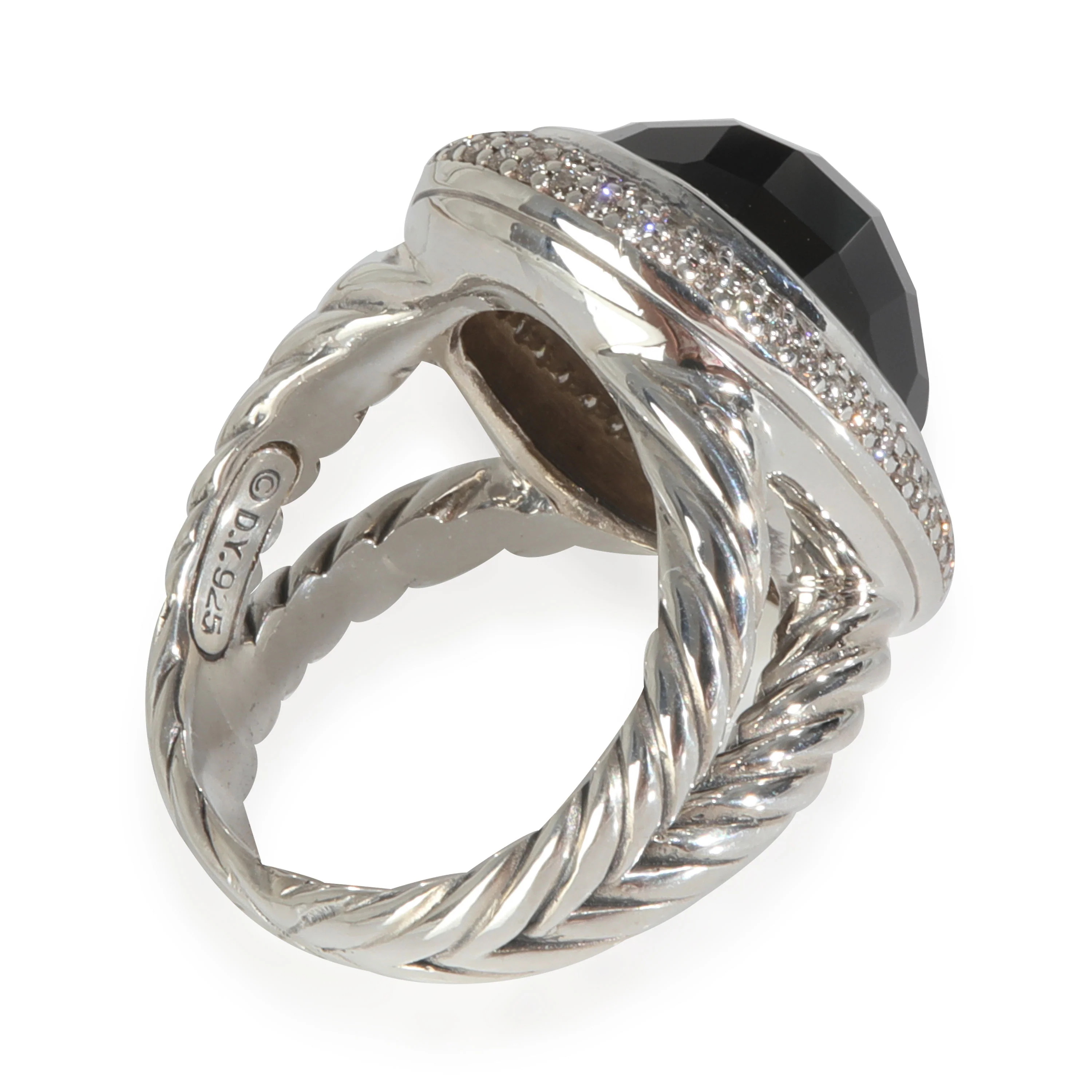 Sterling Silver Onyx and Diamond Cocktail Ring - Image 4