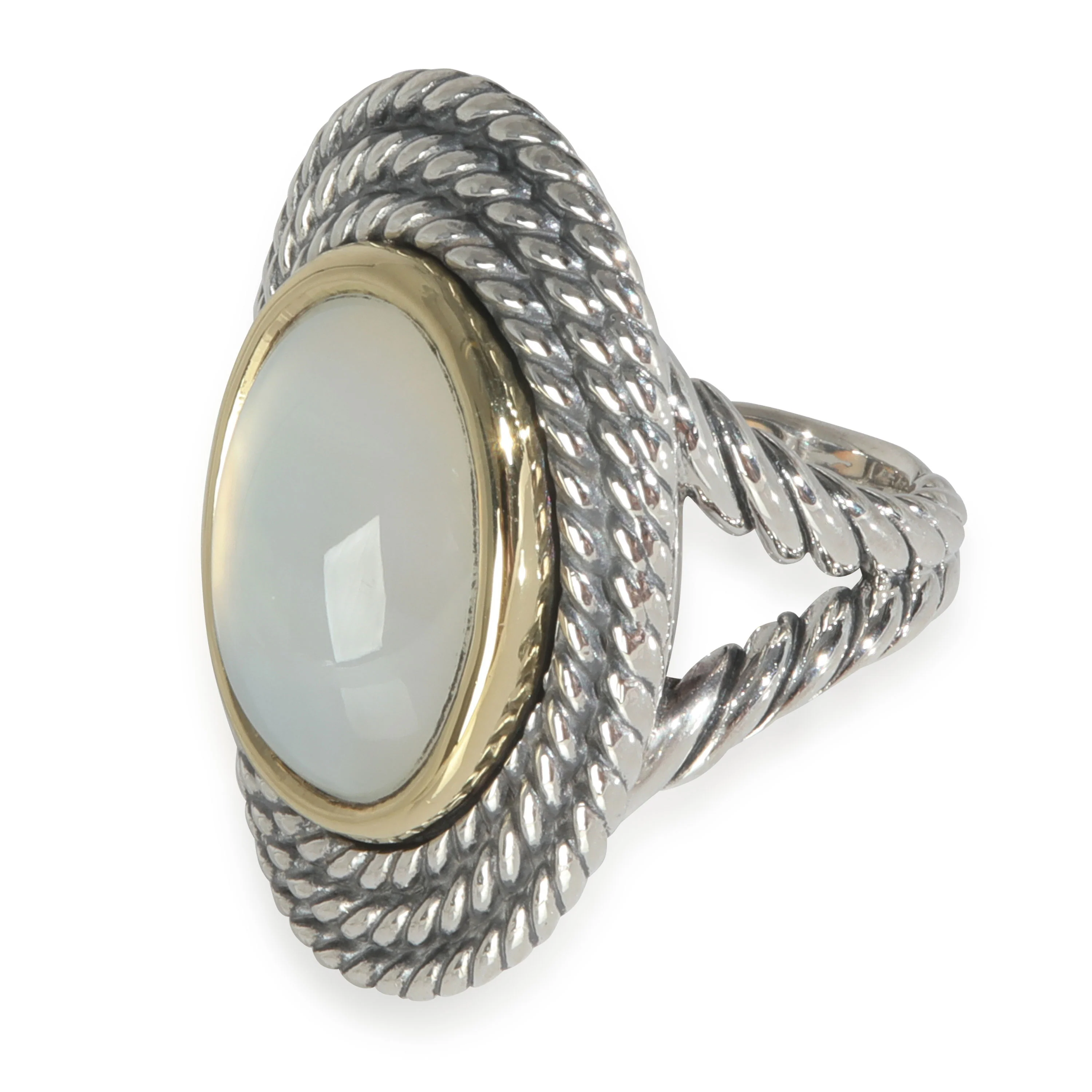 Yellow Gold & Sterling Silver Moon Quartz Coil Ring Ring - Image 2