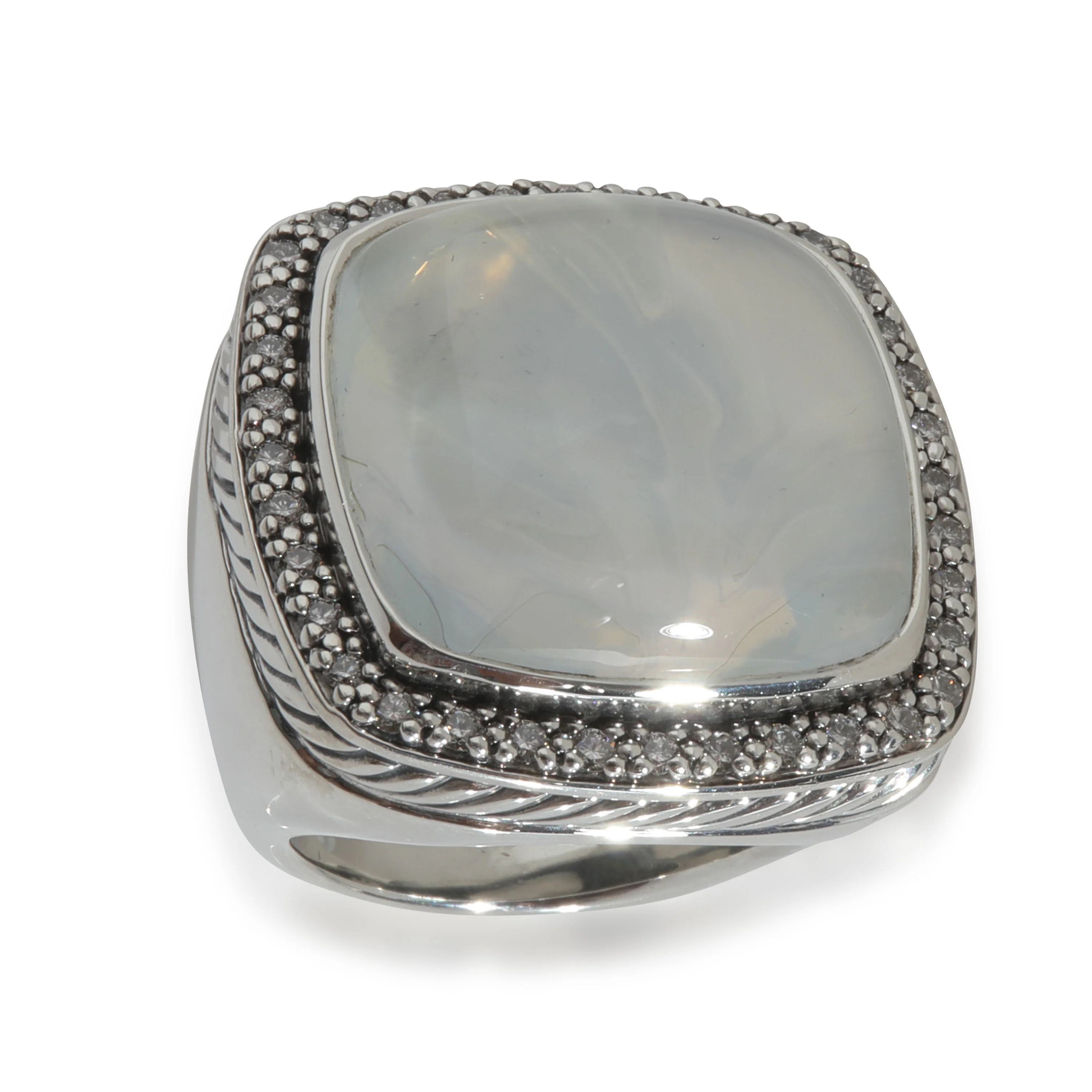 Sterling Silver Diamond Moon Quartz Albion Ring - Image 3