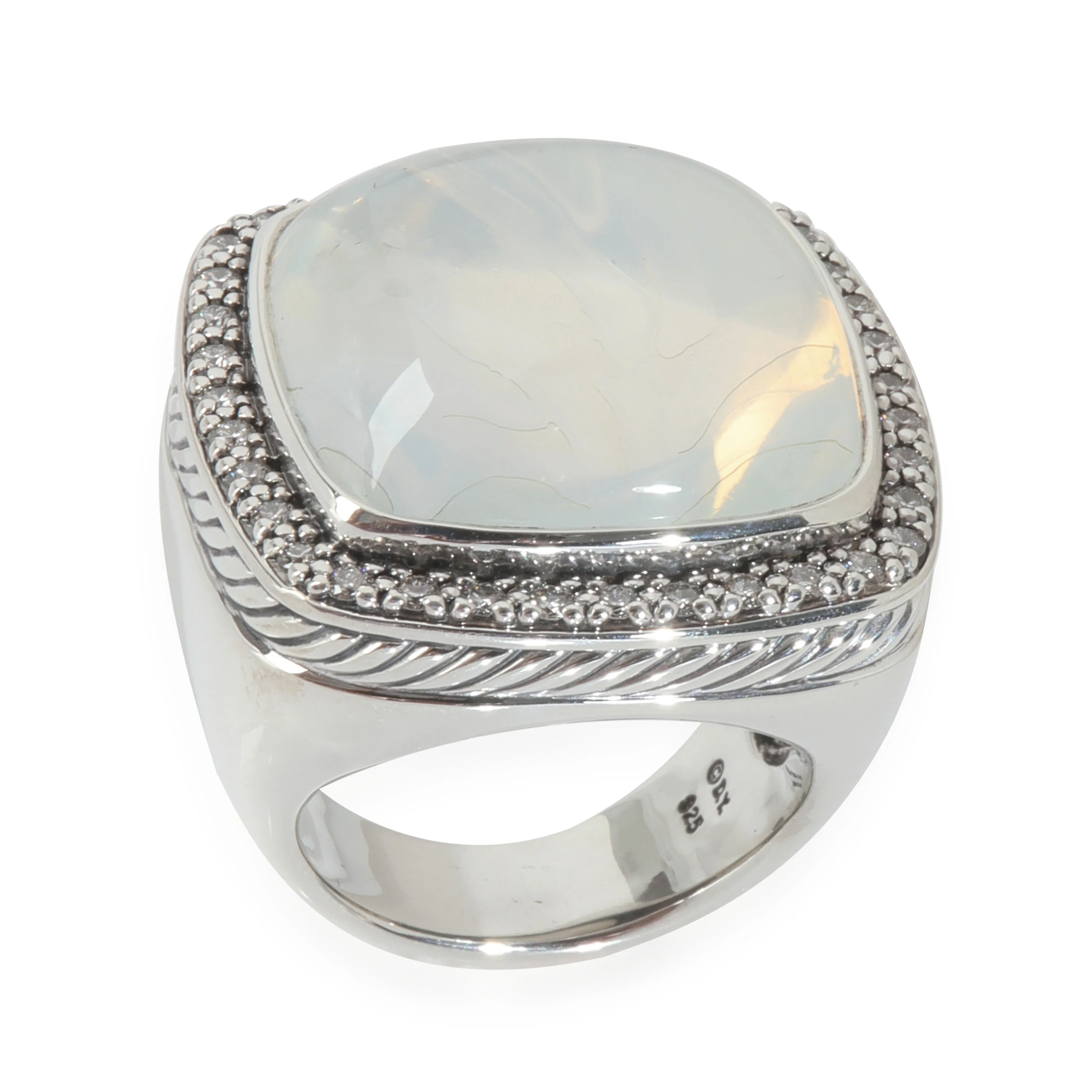 Sterling Silver Diamond Moon Quartz Albion Ring - Image 4