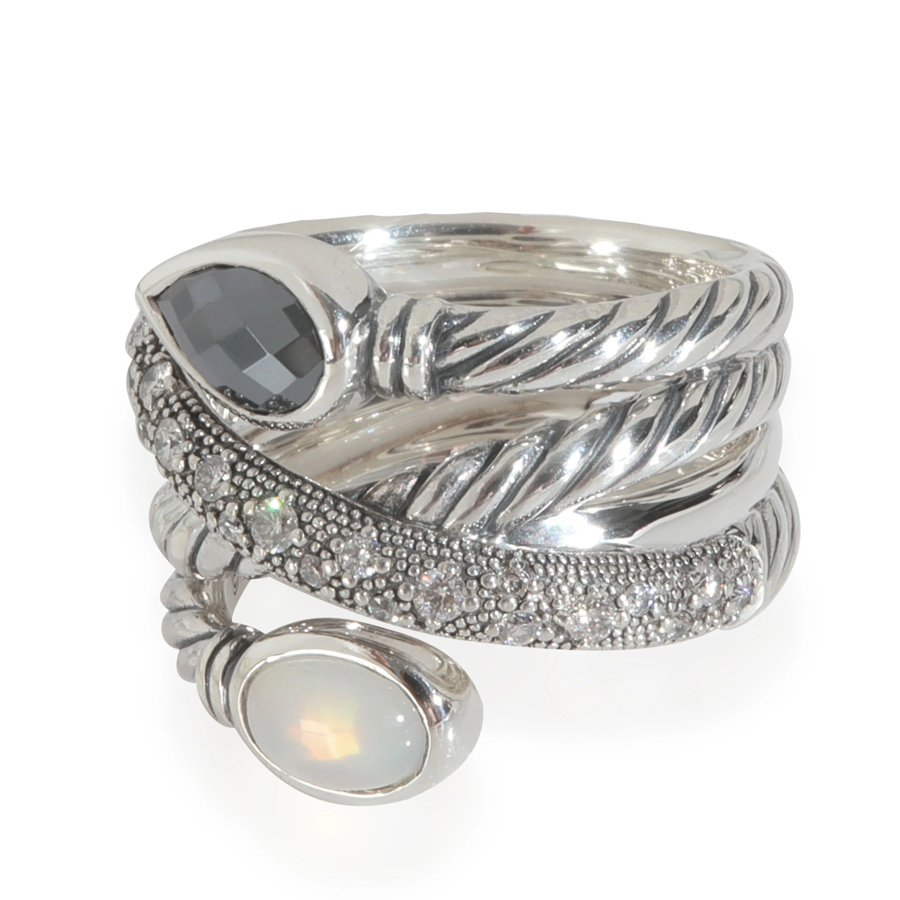Sterling Silver Diamond Renaissance Crossover Ring - Image 2