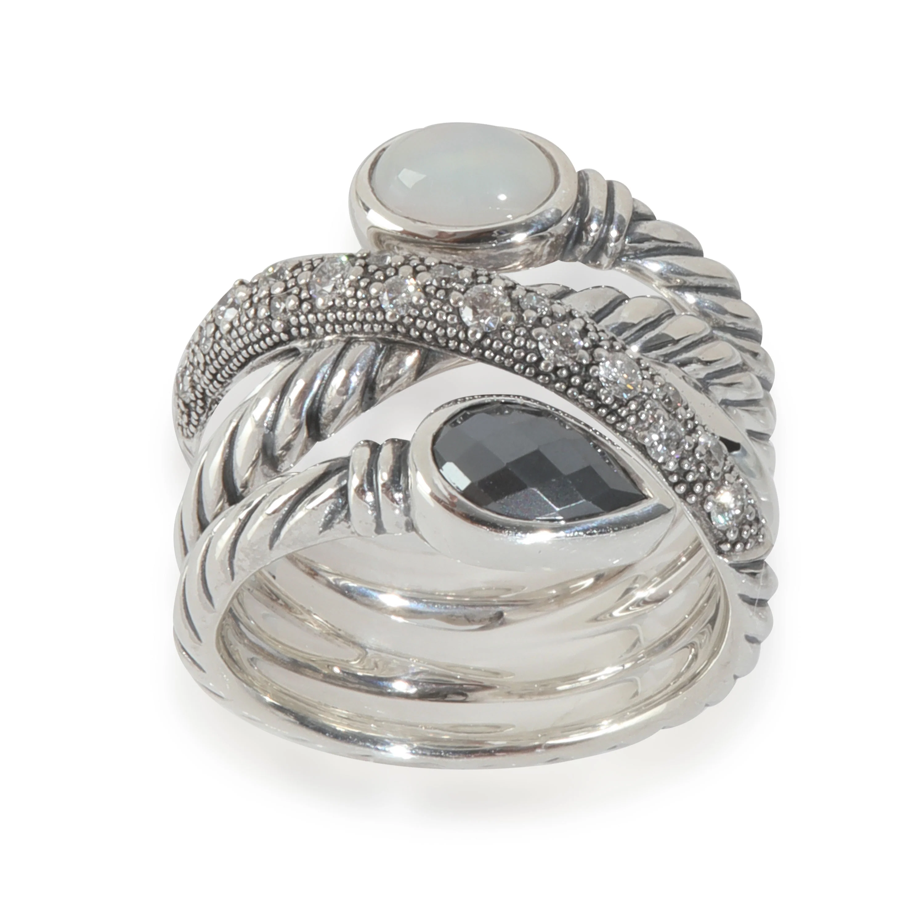 Sterling Silver Diamond Renaissance Crossover Ring - Image 3
