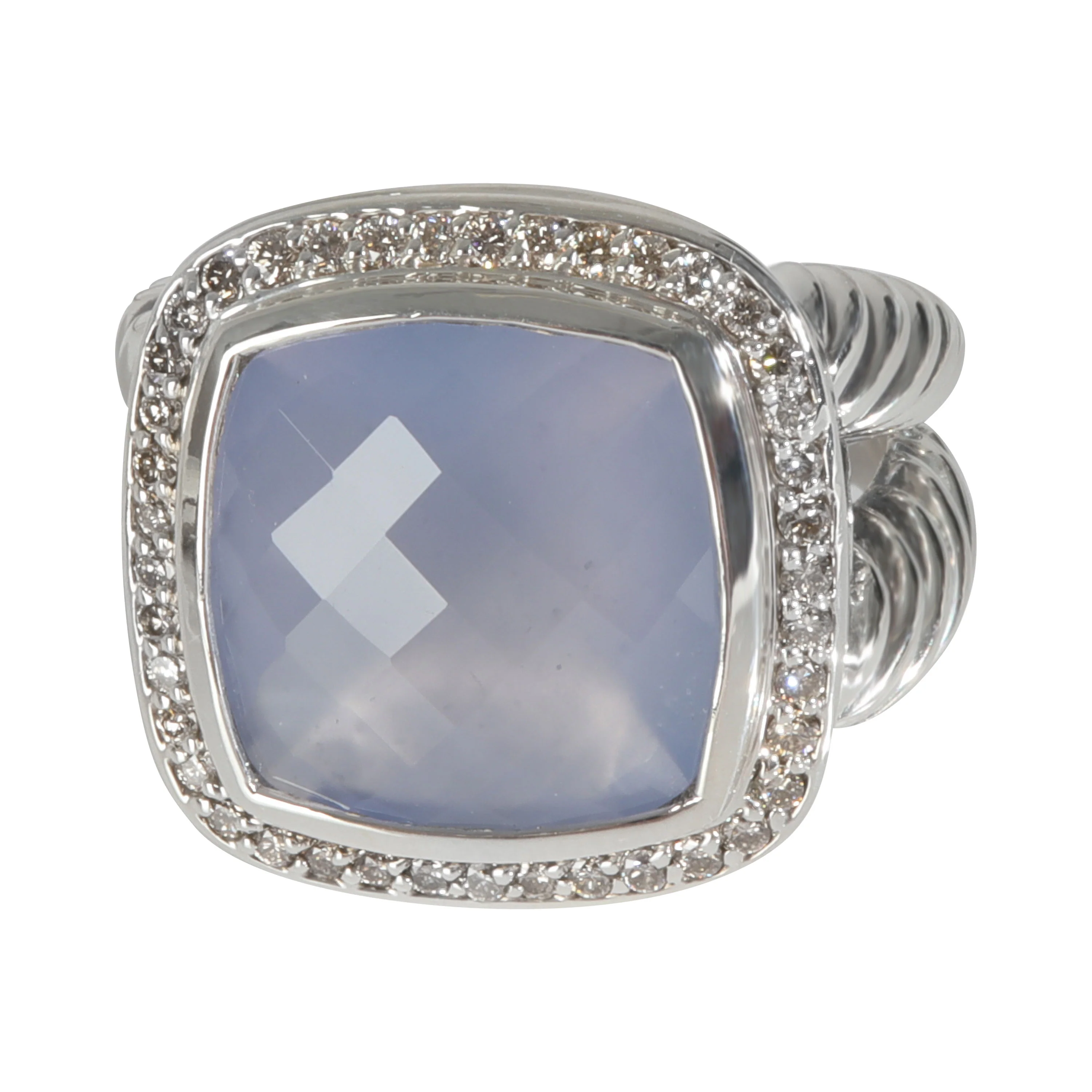 Sterling Silver Chalcedony and Diamond Albion Ring