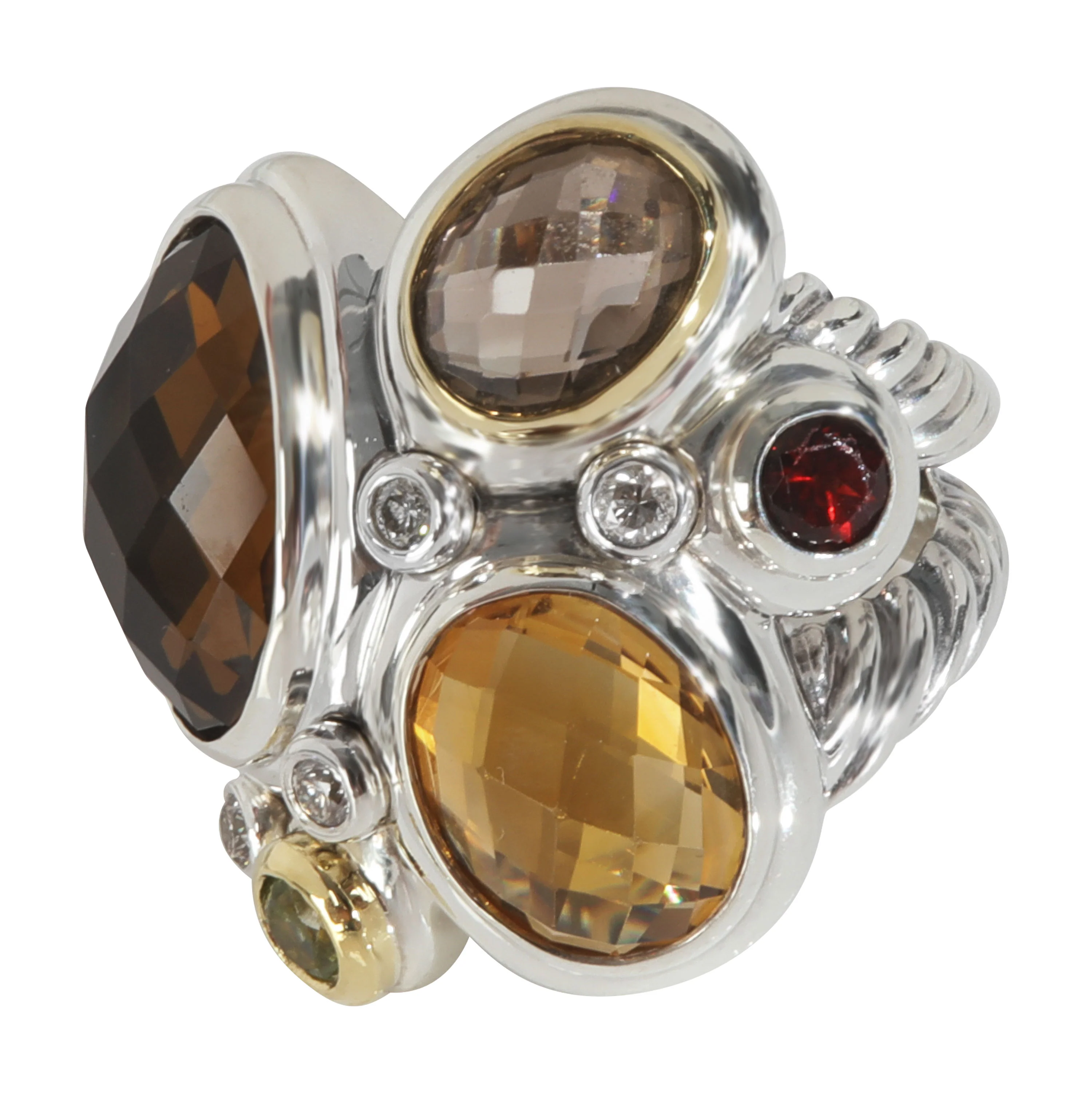 Yellow Gold & Sterling Silver Diamond Mosaic Ring