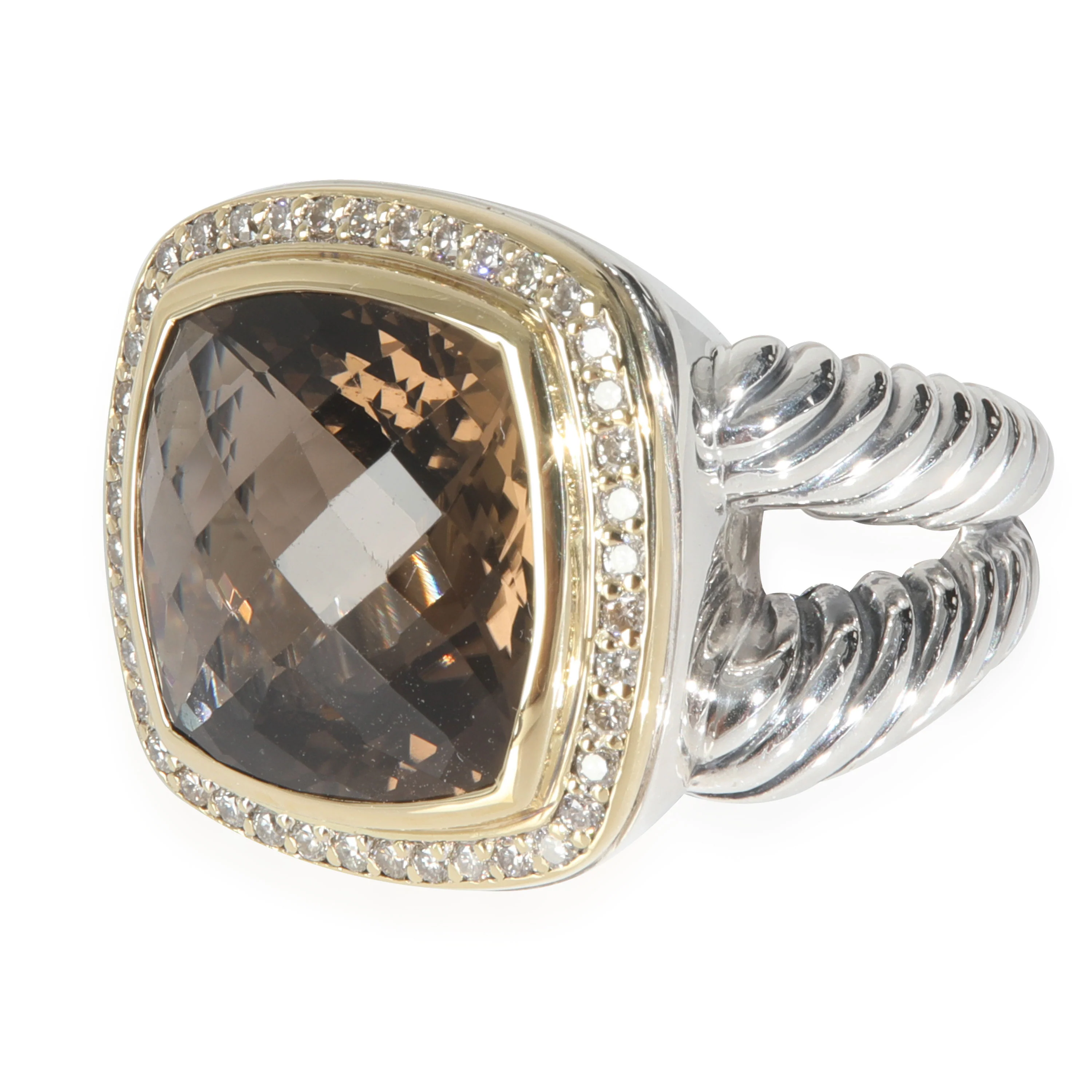 Yellow Gold & Sterling Silver Smokey Quartz and Diamond Albion Ring - Image 2